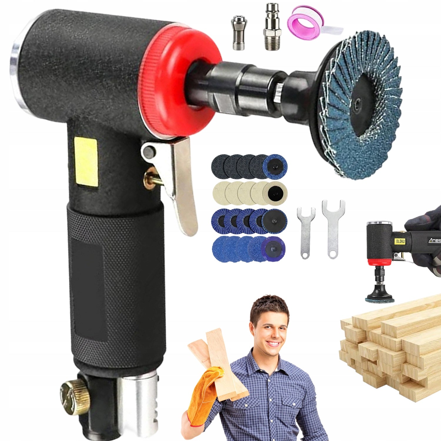 MINI PNEUMATIC GRINDER SET ANGLE POLISHING GRINDING METAL