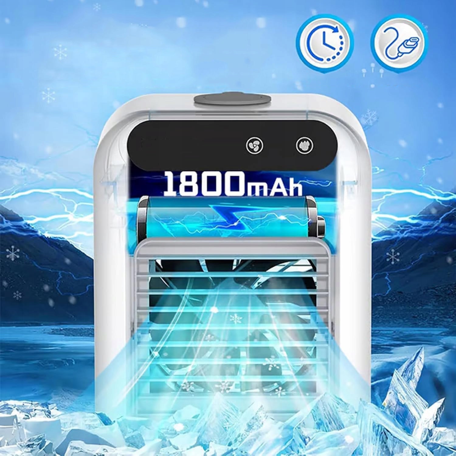 MINI PORTABLE AIR CONDITIONER, 1800MAH, 500ML TANK, FOR OFFICE AND BEDROOM Brand no brand