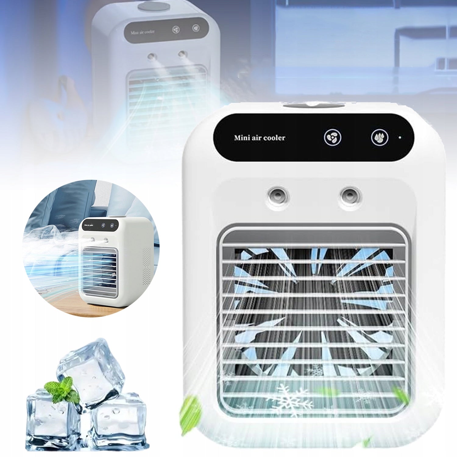 MINI PORTABLE AIR CONDITIONER, 1800MAH, 500ML TANK, FOR OFFICE AND BEDROOM