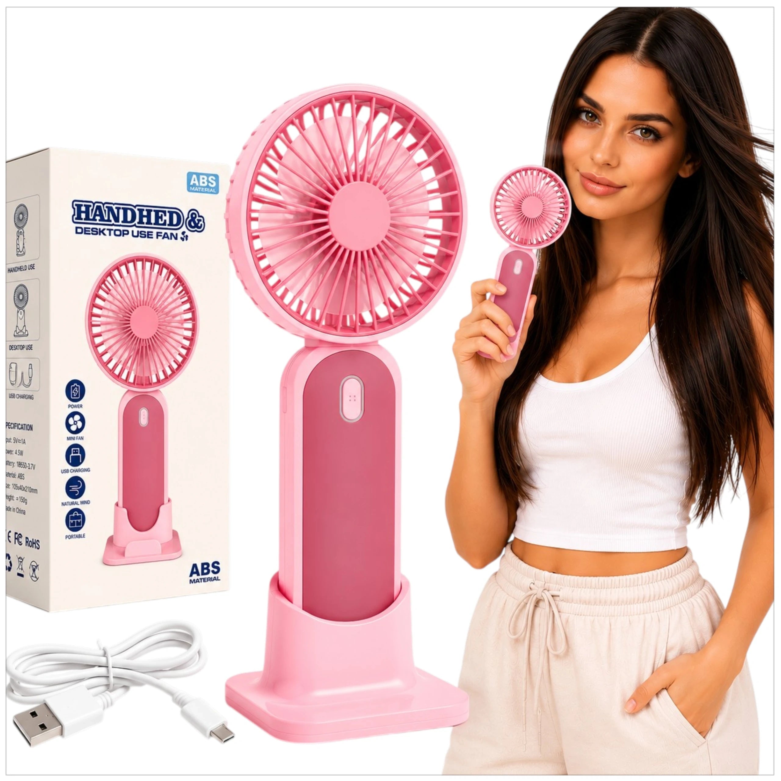 MINI PORTABLE FAN HANDHELD USB FAN COOLS PORTABLE FOR DESK Packaging status original