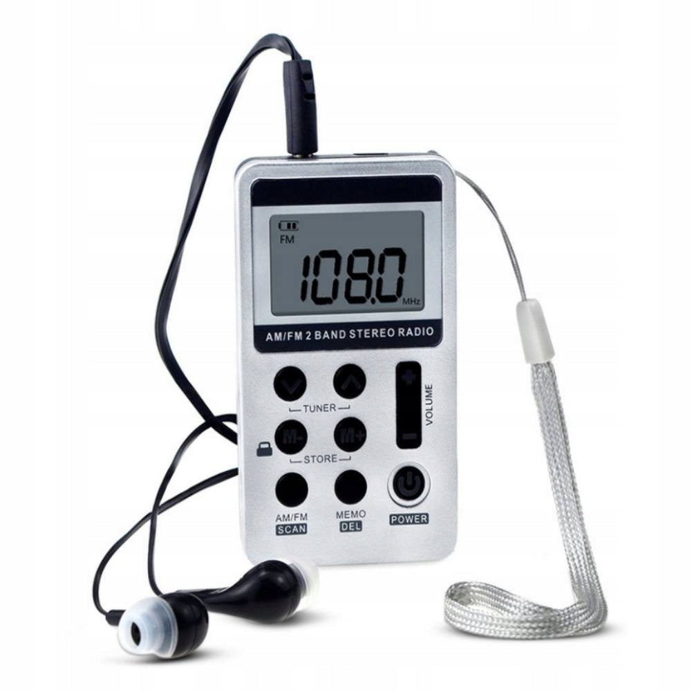 MINI PORTABLE RADIO FM AM POCKET BATTERY WITH HEADPHONES