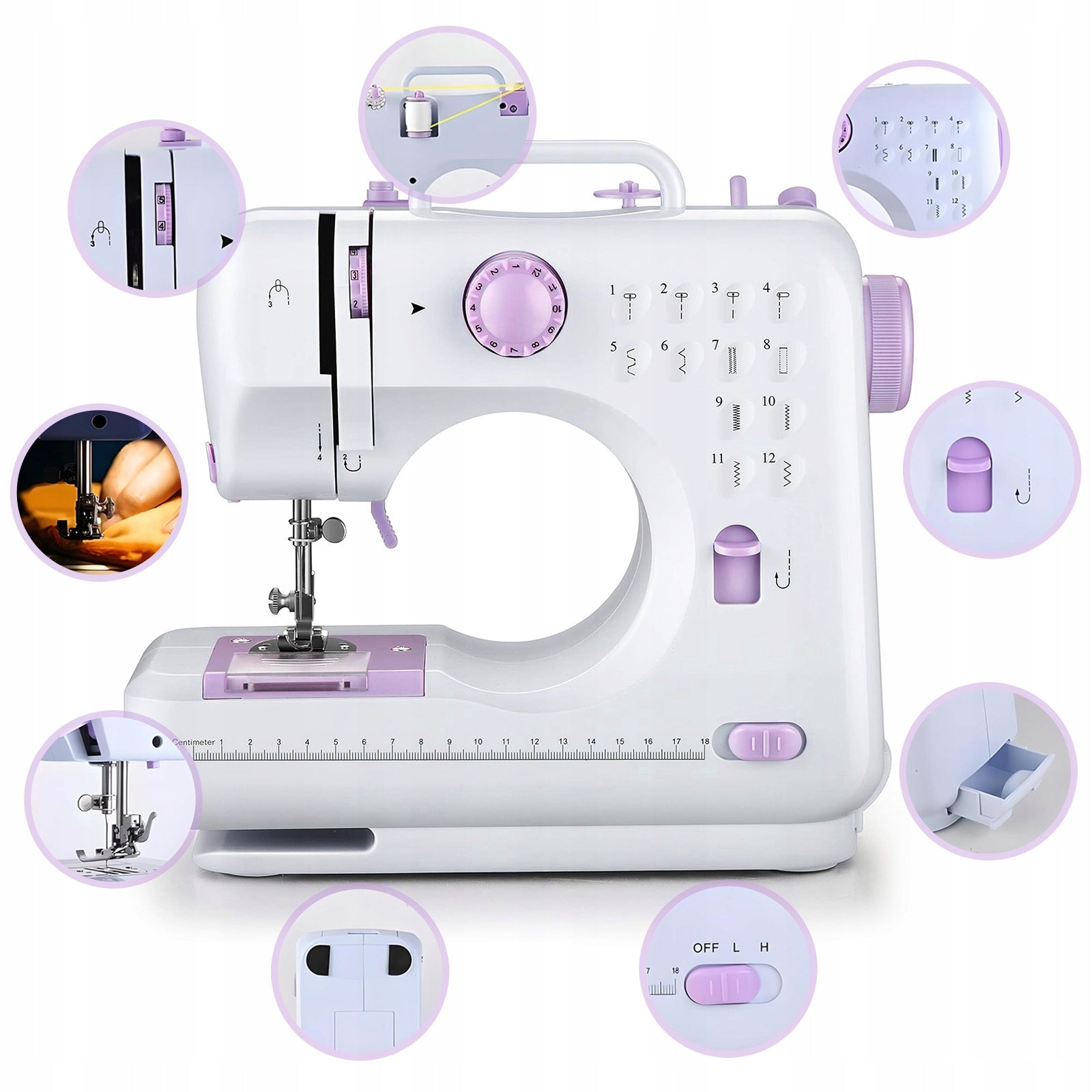 MINI PORTABLE SEWING MACHINE 12 STREAMS ACCESSORIES + freebies HDeye Manufacturer code SM505