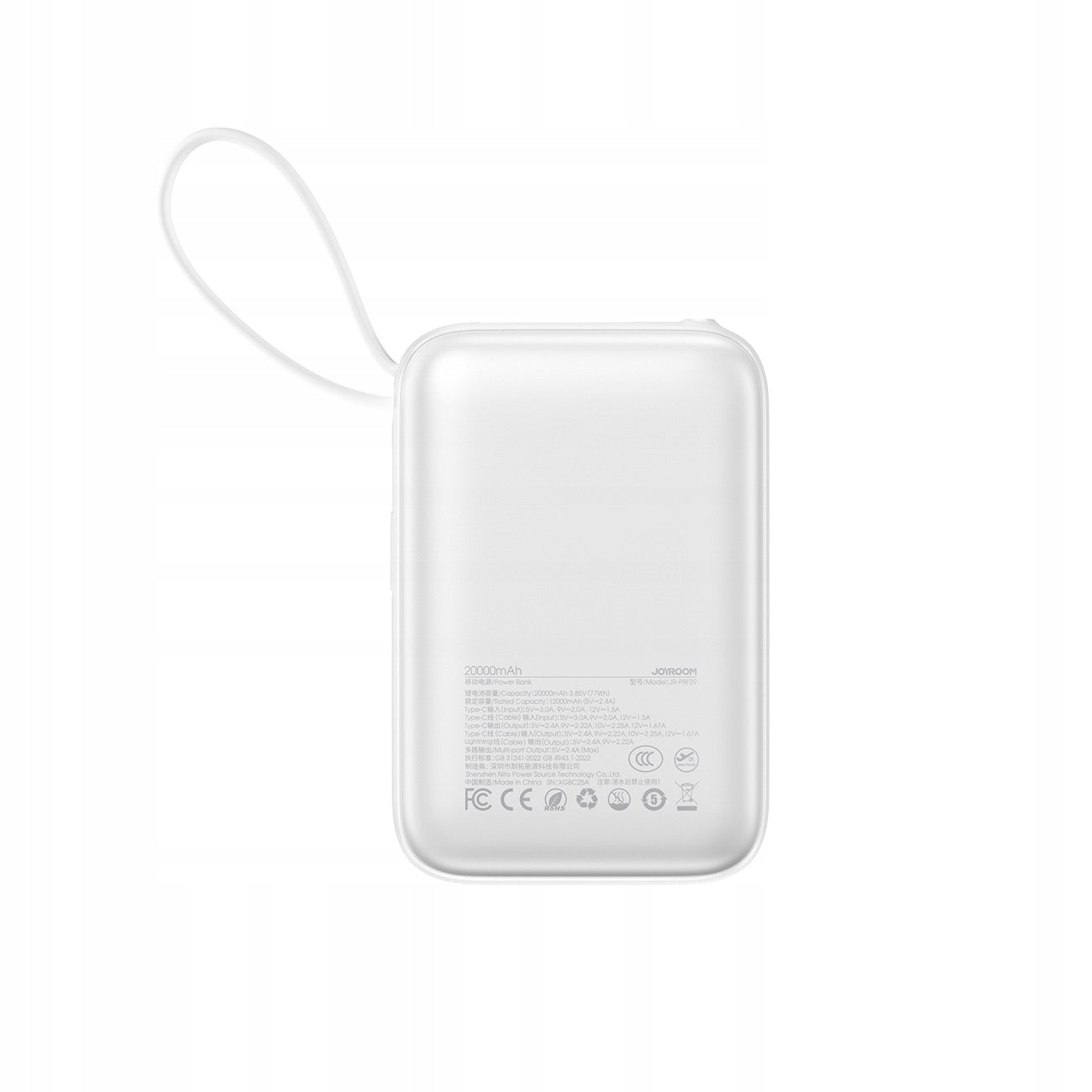 MINI POWERBANK 20000mAh FAST POWER BANK 22.5W USB-C / LIGHTNING CABLES Battery capacity 20000 mAh