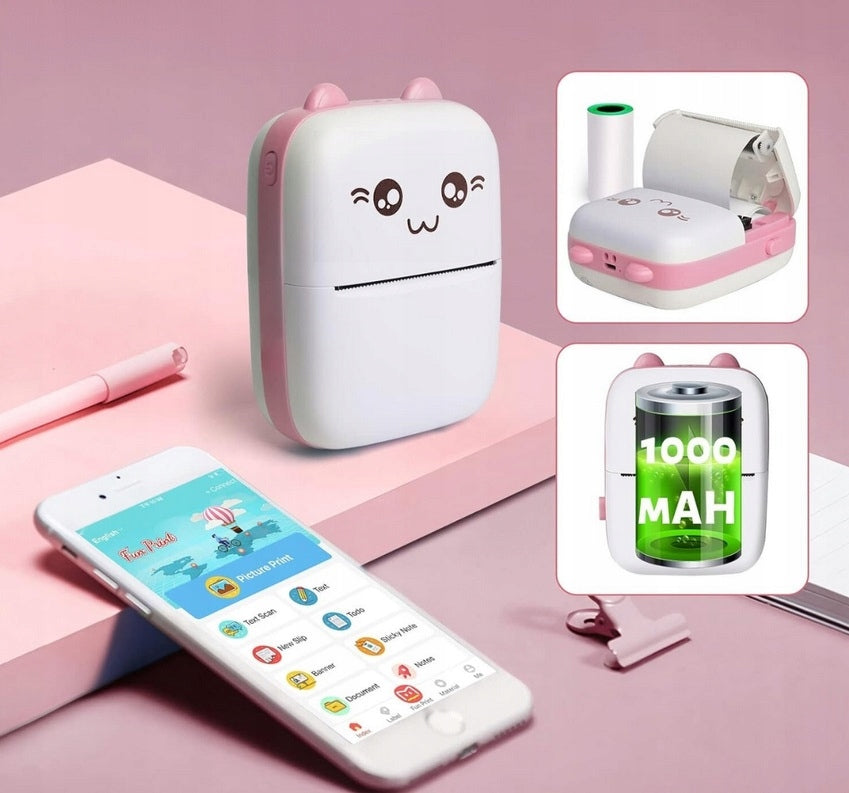 MINI PRINTER BLUE INSTANT PRINT FOR CHILDREN ROLLS FREEBIE Color blue