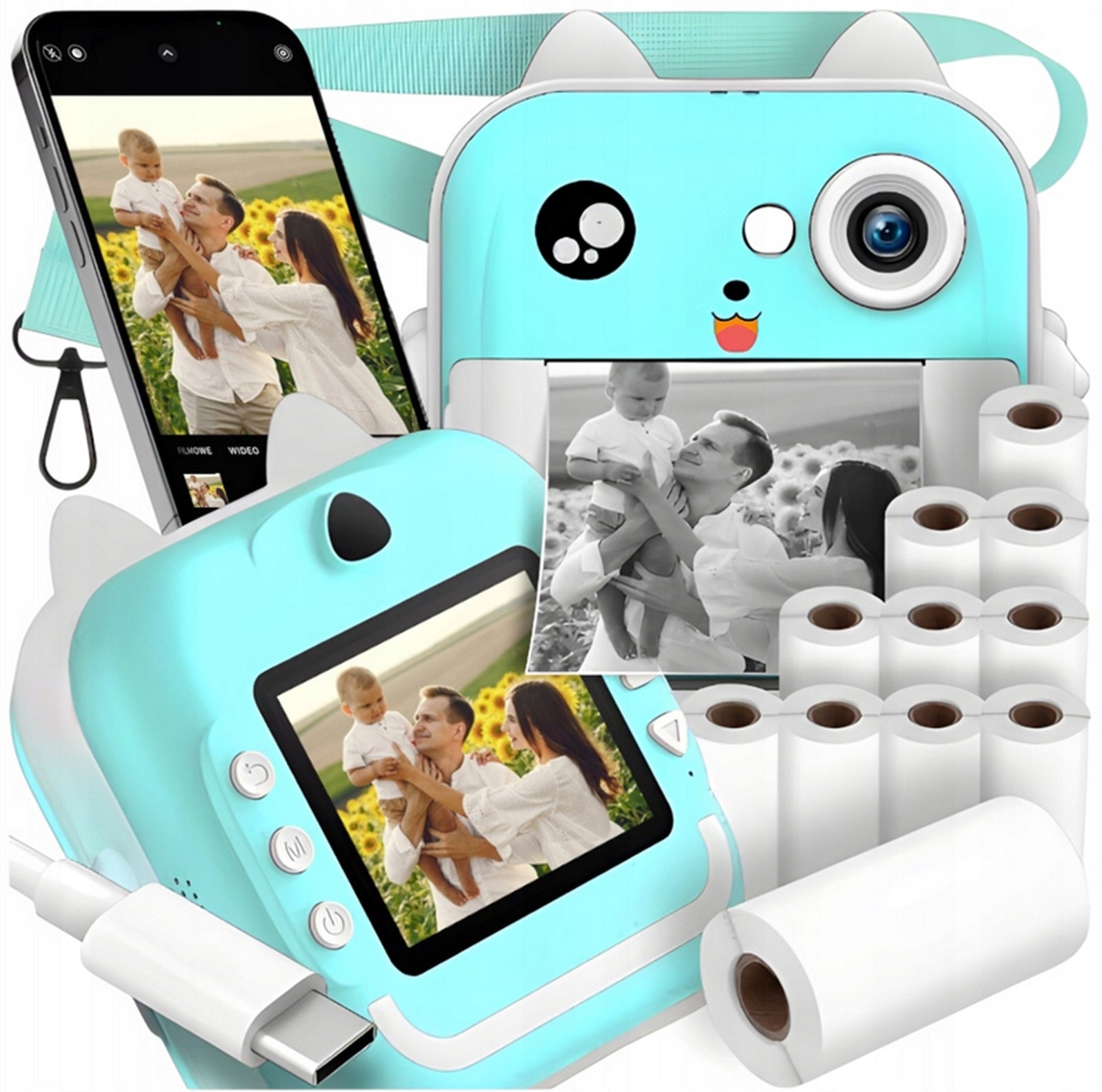MINI PRINTER THERMAL PRINTER INSTANT CAMERA FOR KIDS AND 13 ROLLS