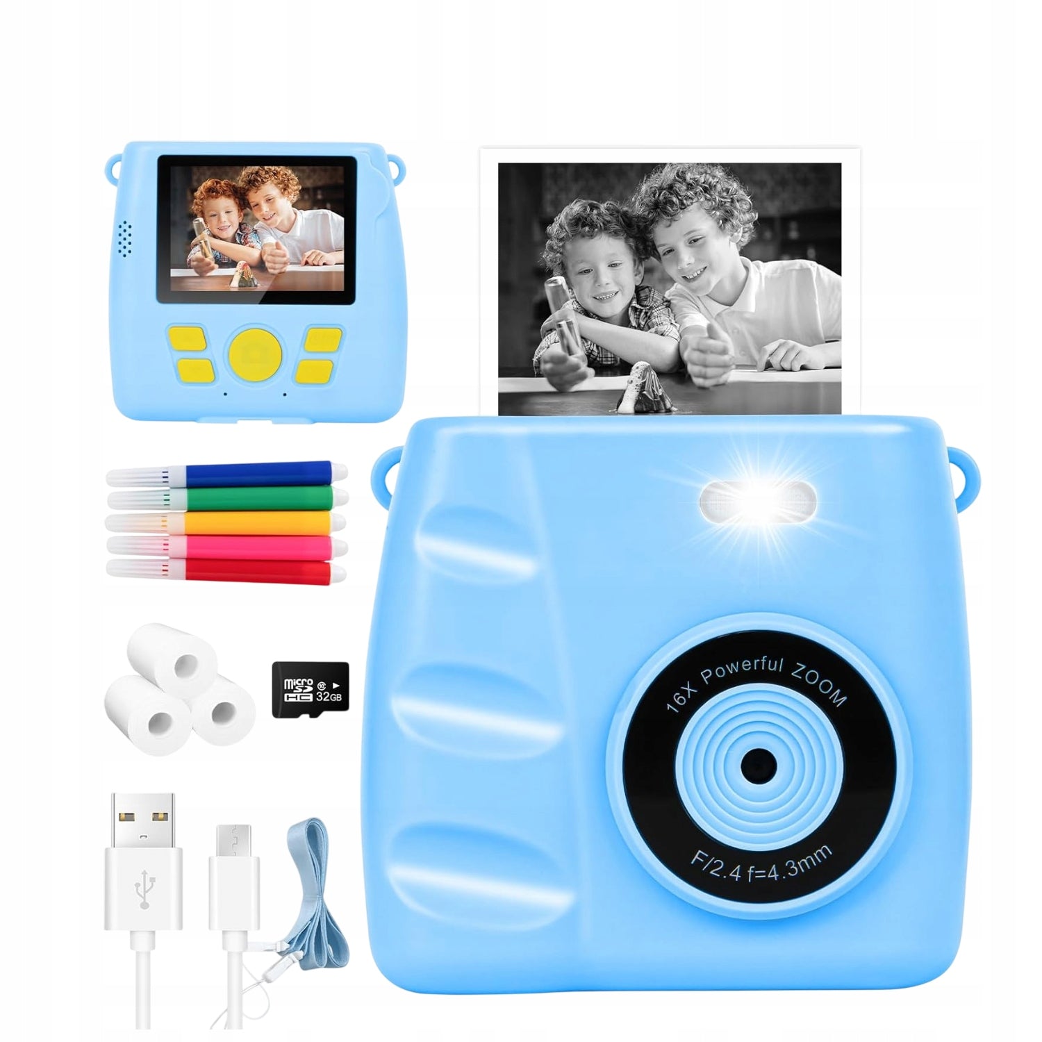 MINI PRINTER THERMAL PRINTER INSTANT CAMERA FOR KIDS AND 3 ROLLS