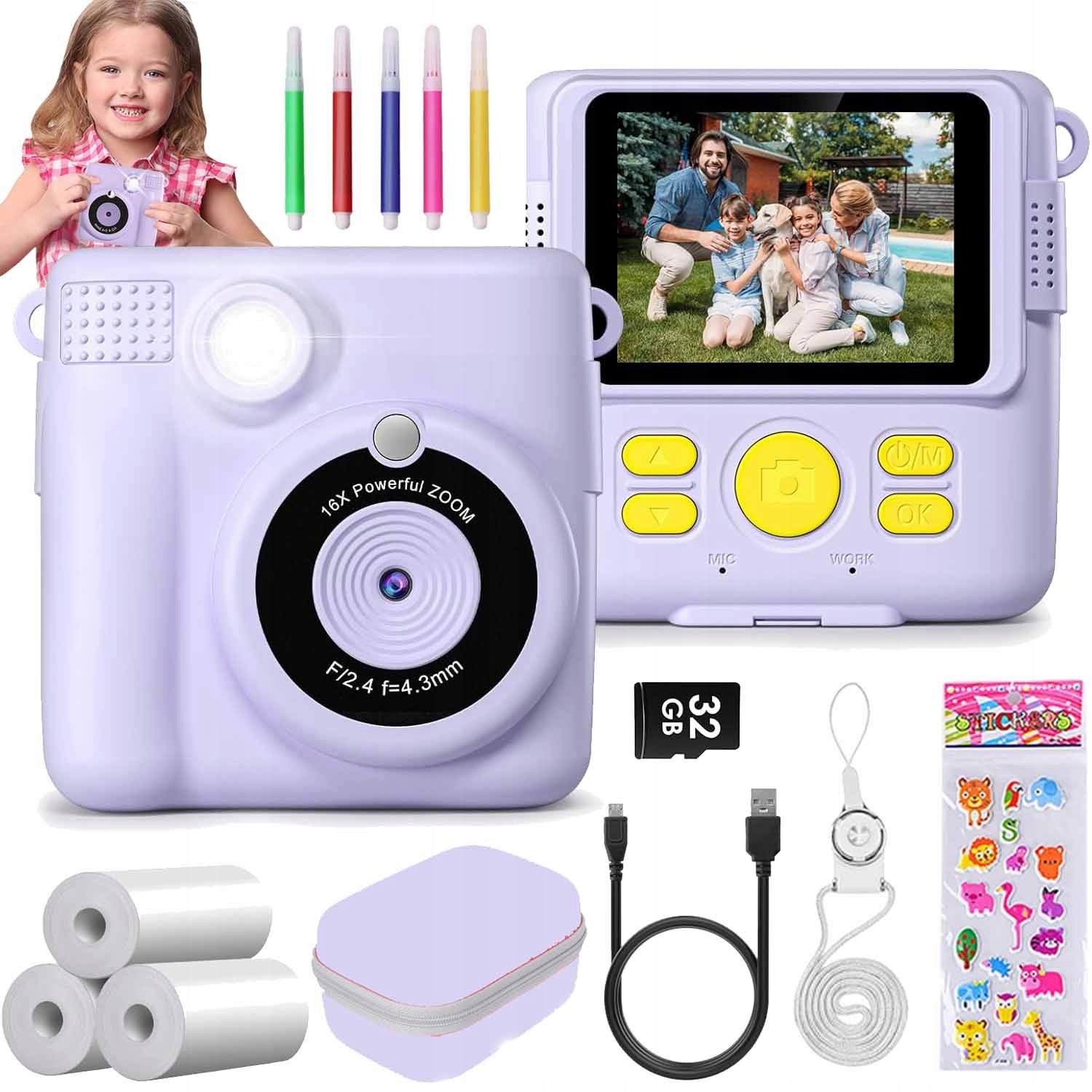 MINI PRINTER THERMAL PRINTER INSTANT CAMERA FOR KIDS AND 3 ROLLS
