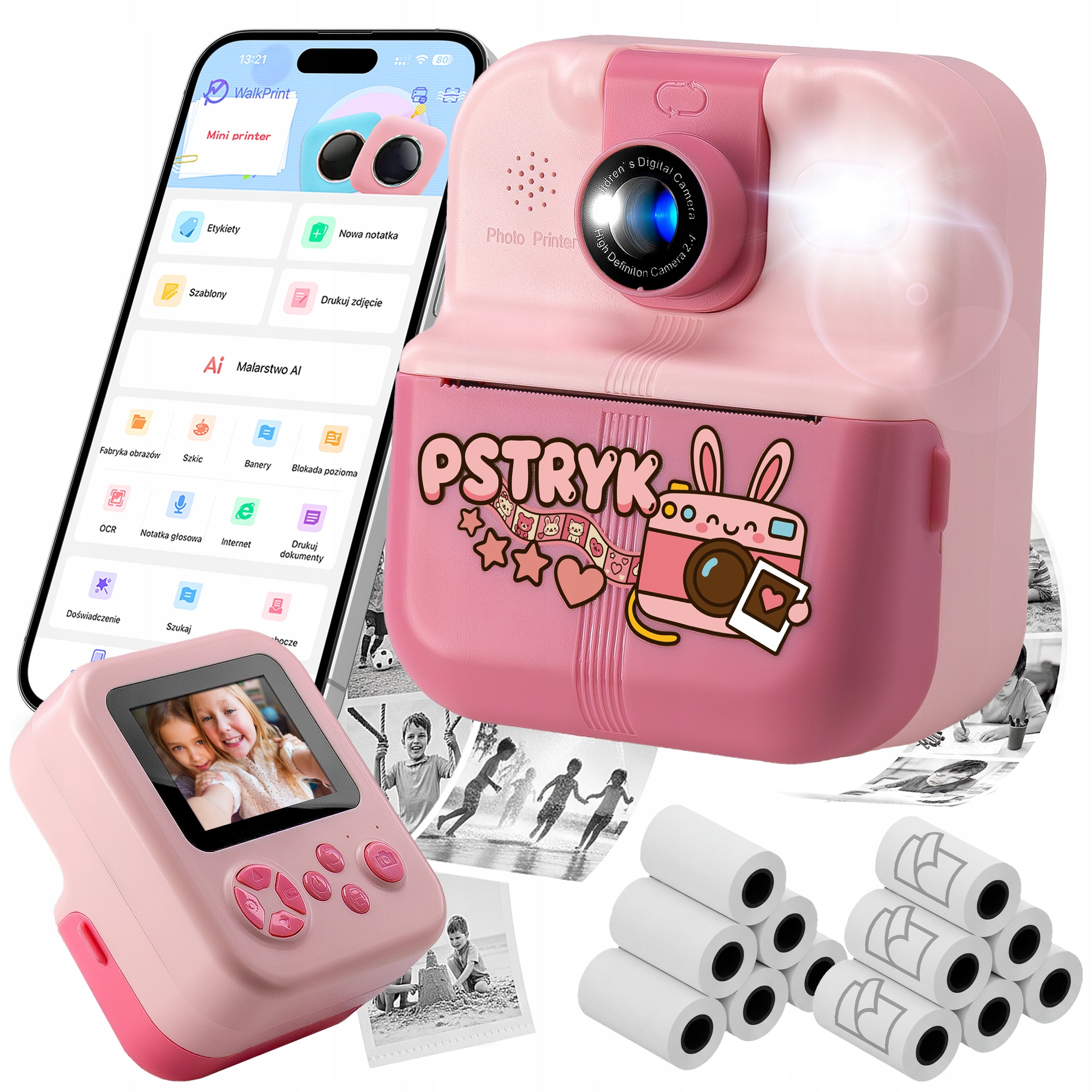 MINI PRINTER THERMAL SNAP INSTANT CAMERA FOR KIDS AND 12 ROLLS