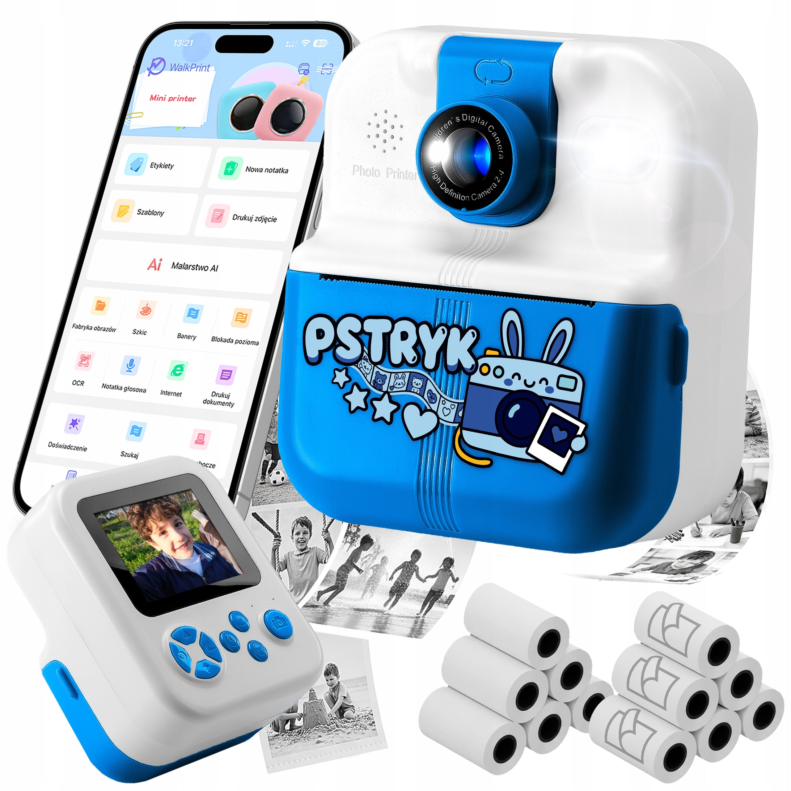 MINI PRINTER THERMAL SNAP INSTANT CAMERA FOR KIDS AND 12 ROLLS