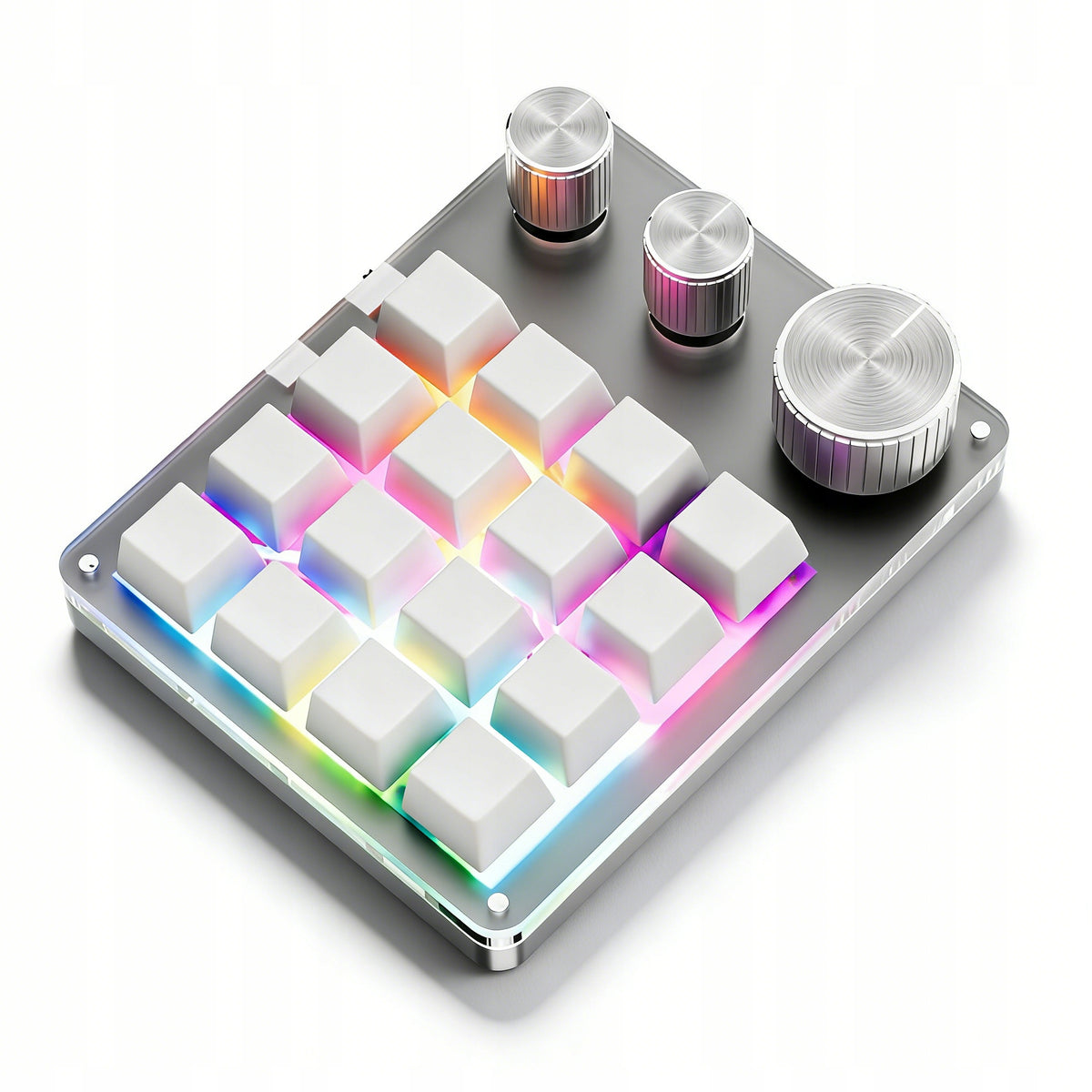MINI PROGRAMMABLE KEYBOARD WITH 16 USB KEYS WITH KNOB WHITE