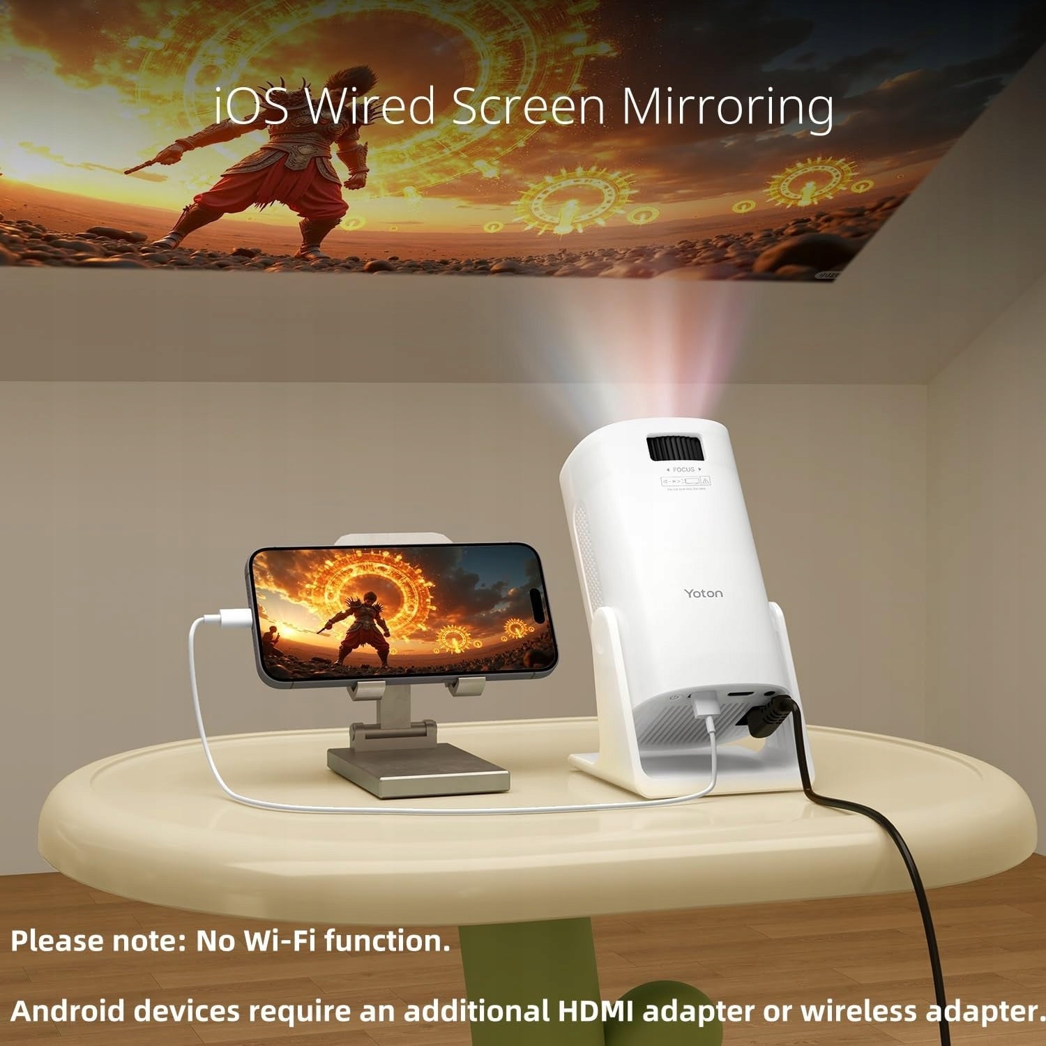 MINI PROJECTOR YOTON BLUETOOTH FULL HD 1080P 200'' HDMI HOME CINEMA WHITE Packaging status original