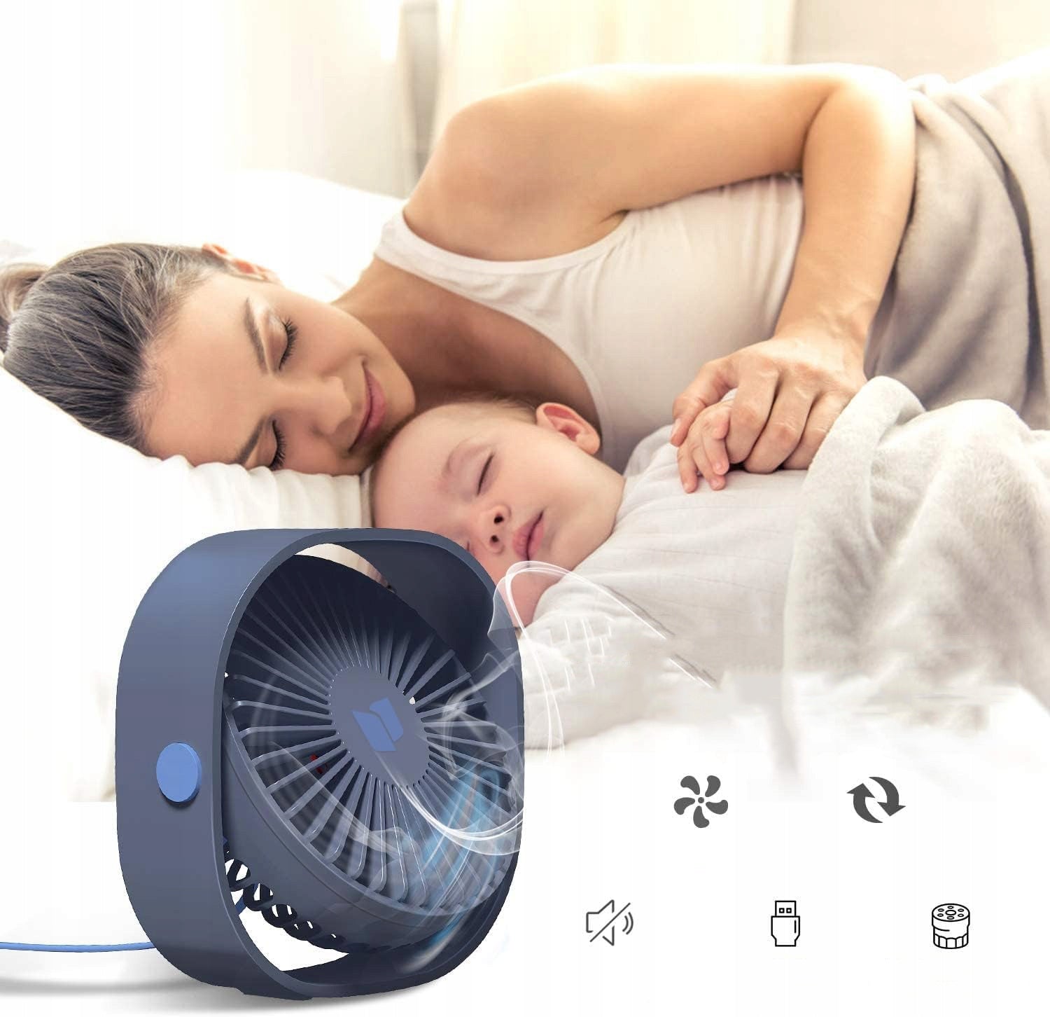 MINI QUIET USB DESK FAN 360 DEGREE PORTABLE TABLE FAN Model MAŁY WIATRAK PRZENOŚNY WENTYLATOR PODRÓŻNY + USB