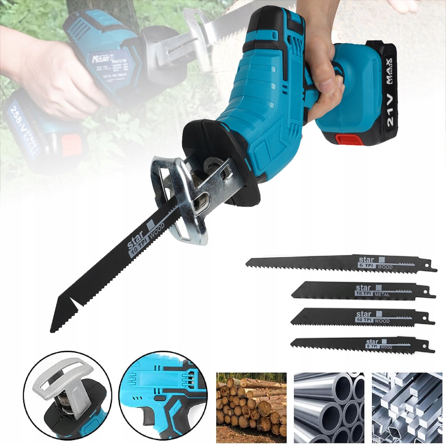 MINI RECIPROCATING SAW CORDLESS FOX ELECTRIC TAIL FOR METAL WOOD Battery voltage 21 V