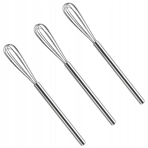 MINI SMALL LONG STAINLESS STEEL WHISKS 3 PCS FOR EGGS STEEL