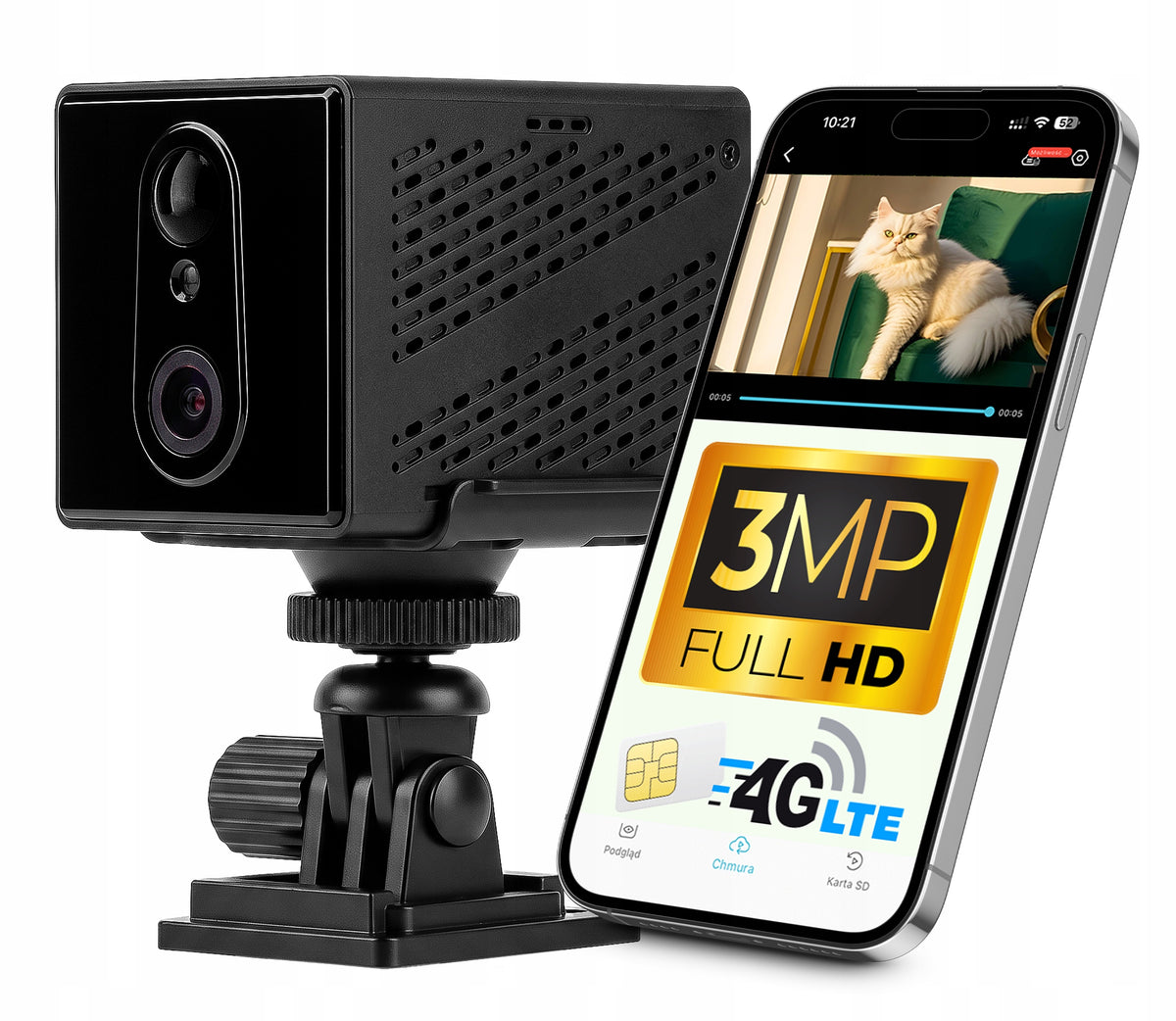 MINI SMART 4G IP CAMERA 3MPx FULL HD BLACK SMALL SPY