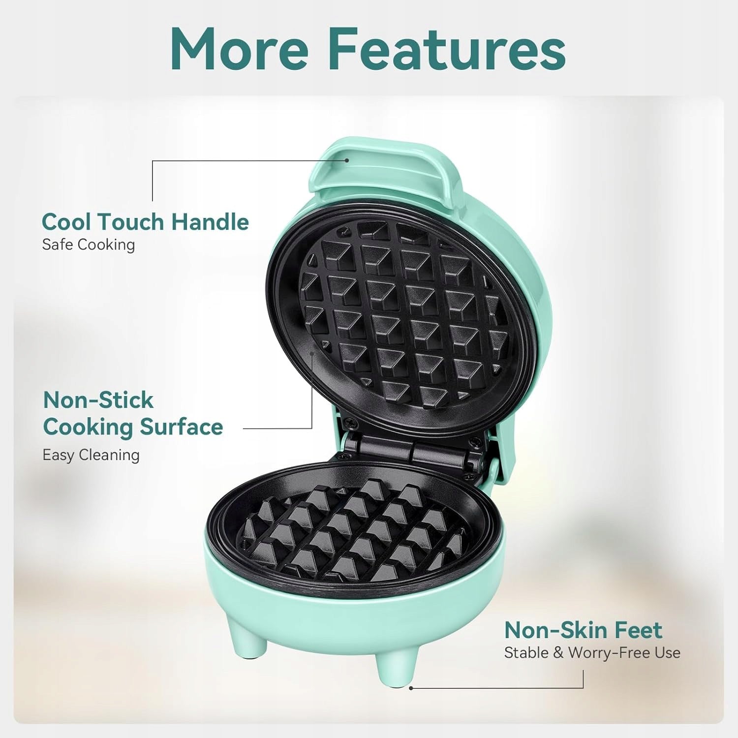 MINI SNAILAR WAFFLE IRON 550W NON-STICK COATING COMPACT GREEN Brand no brand