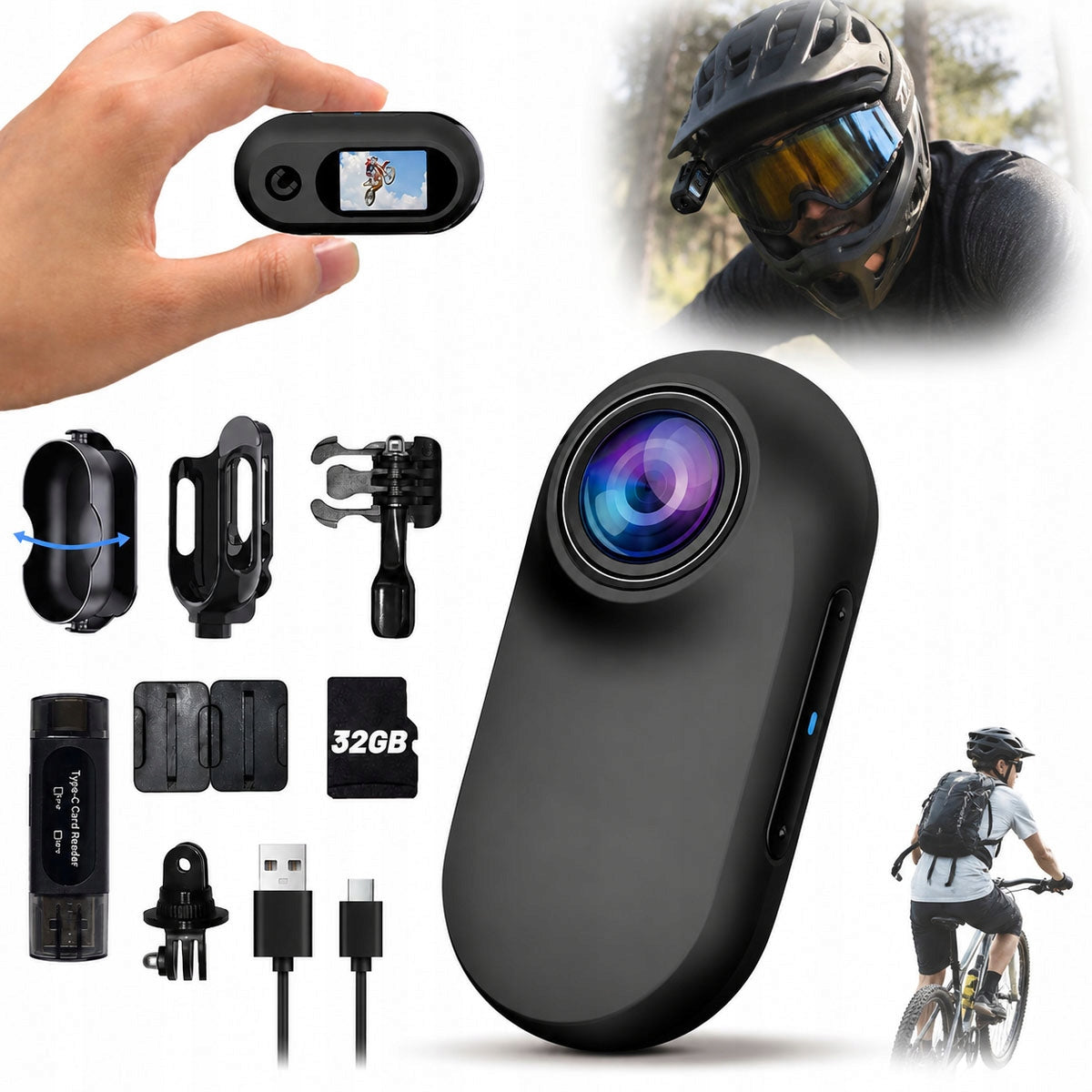 MINI SPORTS CAMERA FULL HD 1080P WATERPROOF MAGNETIC ANGLE
