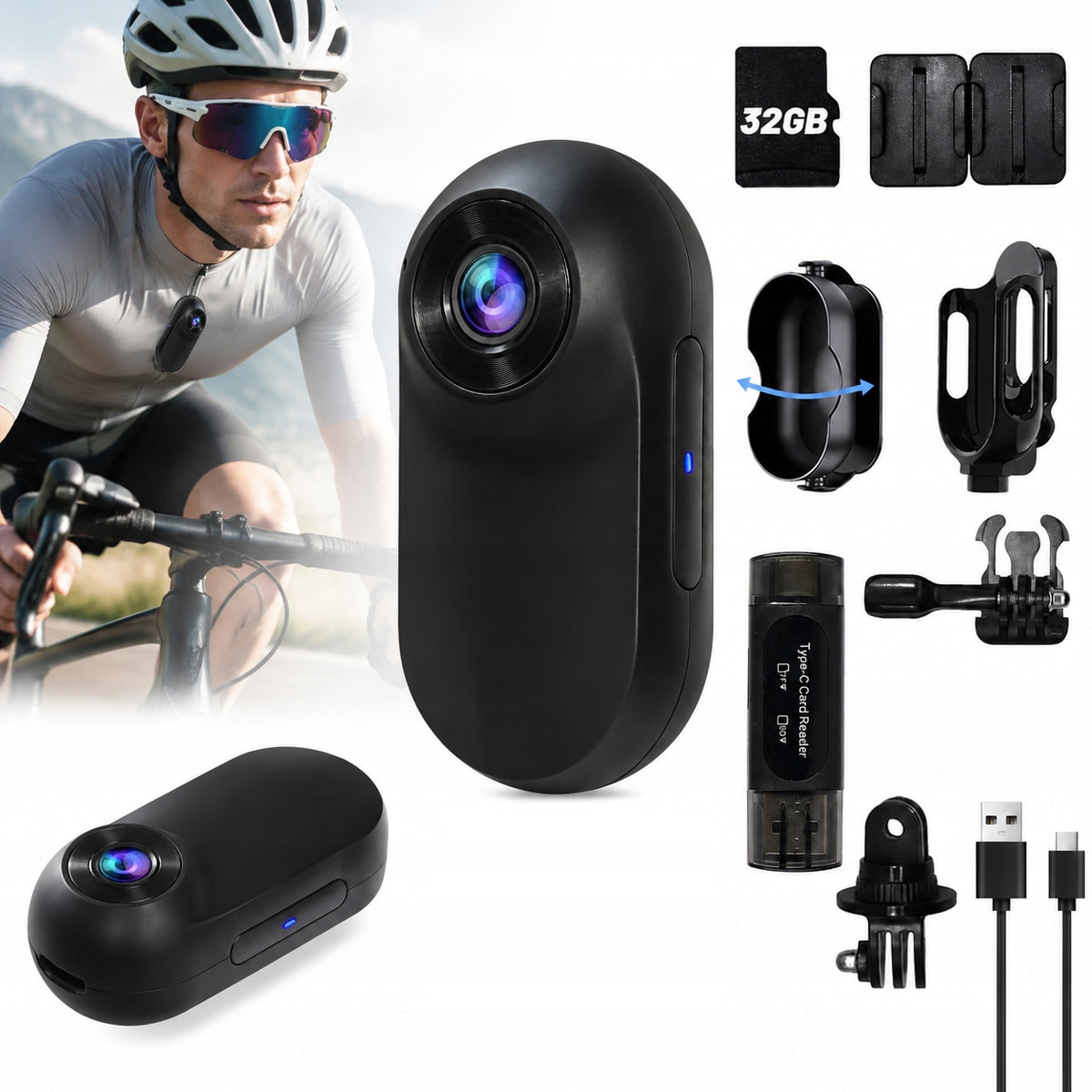 MINI SPORTS CAMERA WIFI FULL HD 1080P with Clip Full HD Recorder