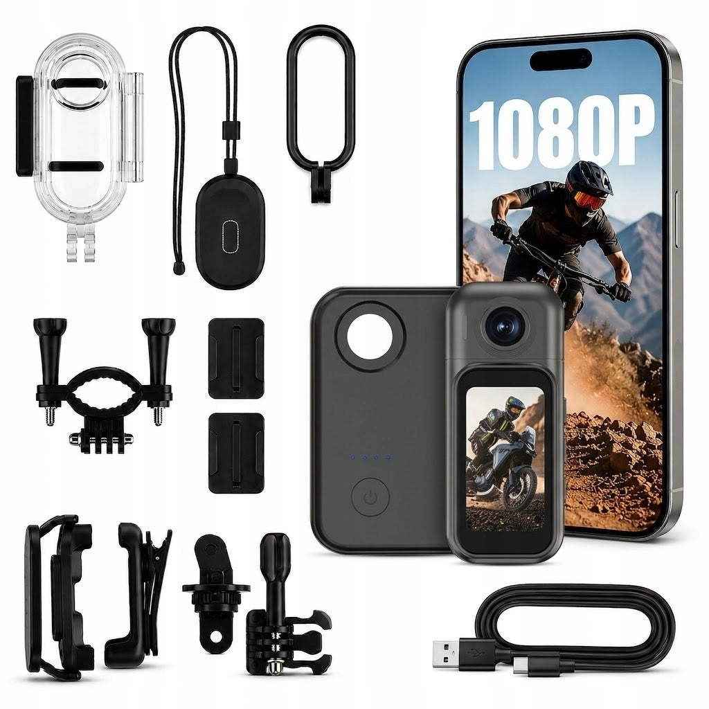 MINI SPORTS CAMERA WiFi 1080P WATERPROOF MAGNETIC + ACCESSORY KIT