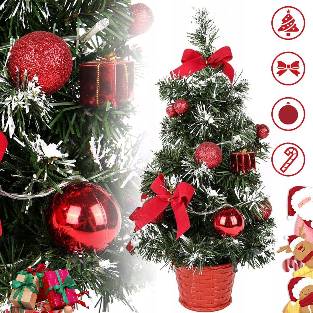 MINI TABLE CHRISTMAS TREE 40 CM SNOW-COVERED BATTERY-OPERATED LED WITH ORNAMENTS SET