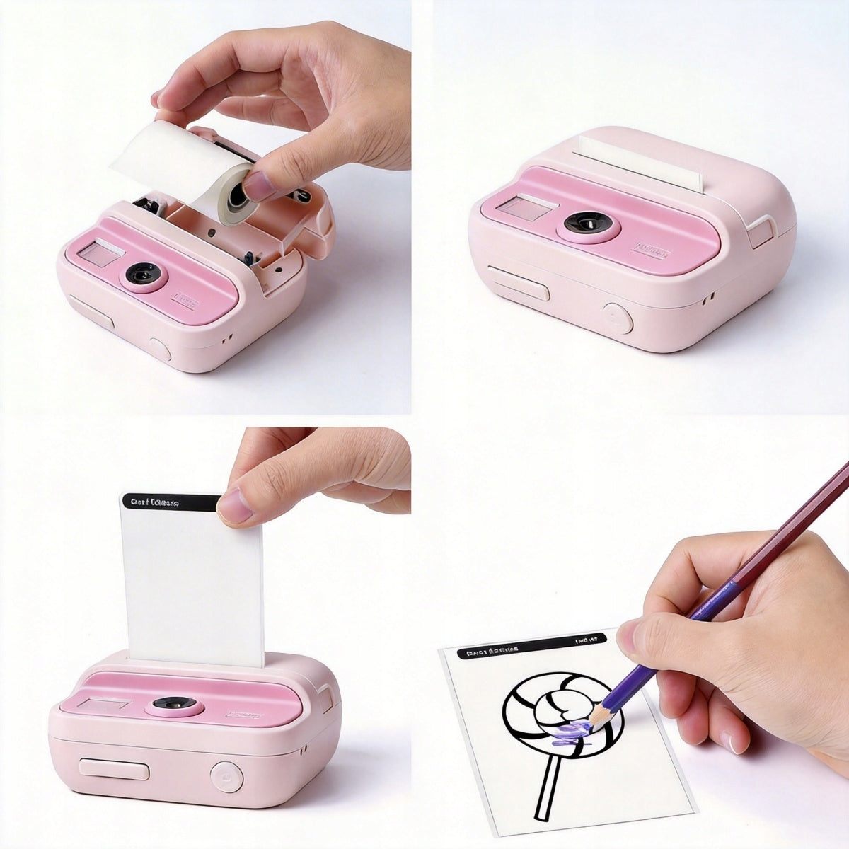 MINI THERMAL PRINTER INSTANT CAMERA 8 ROLLS TERMIC PAPER Model 4059612377280