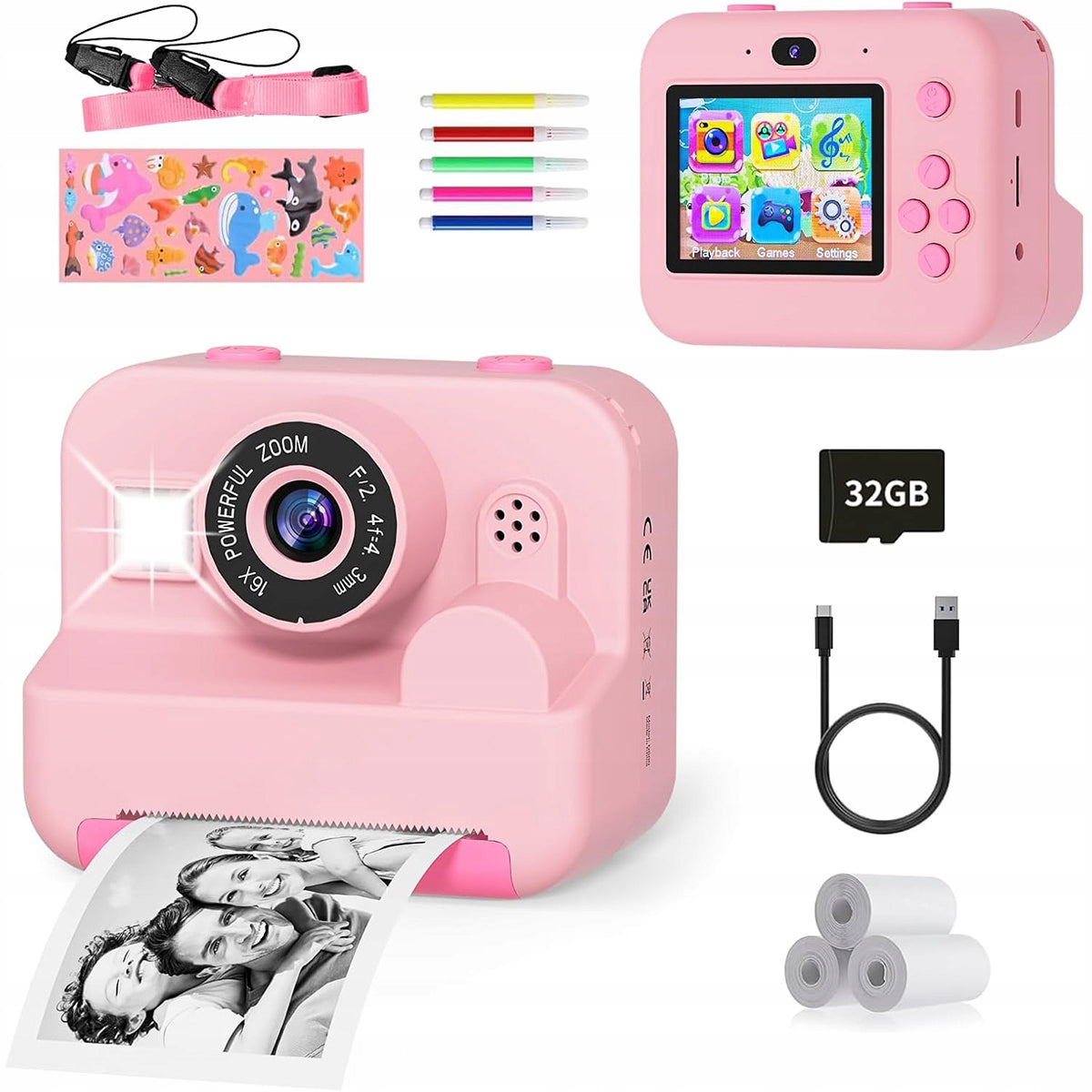 MINI THERMAL PRINTER INSTANT CAMERA FOR KIDS AND 3 ROLLS Brand no brand