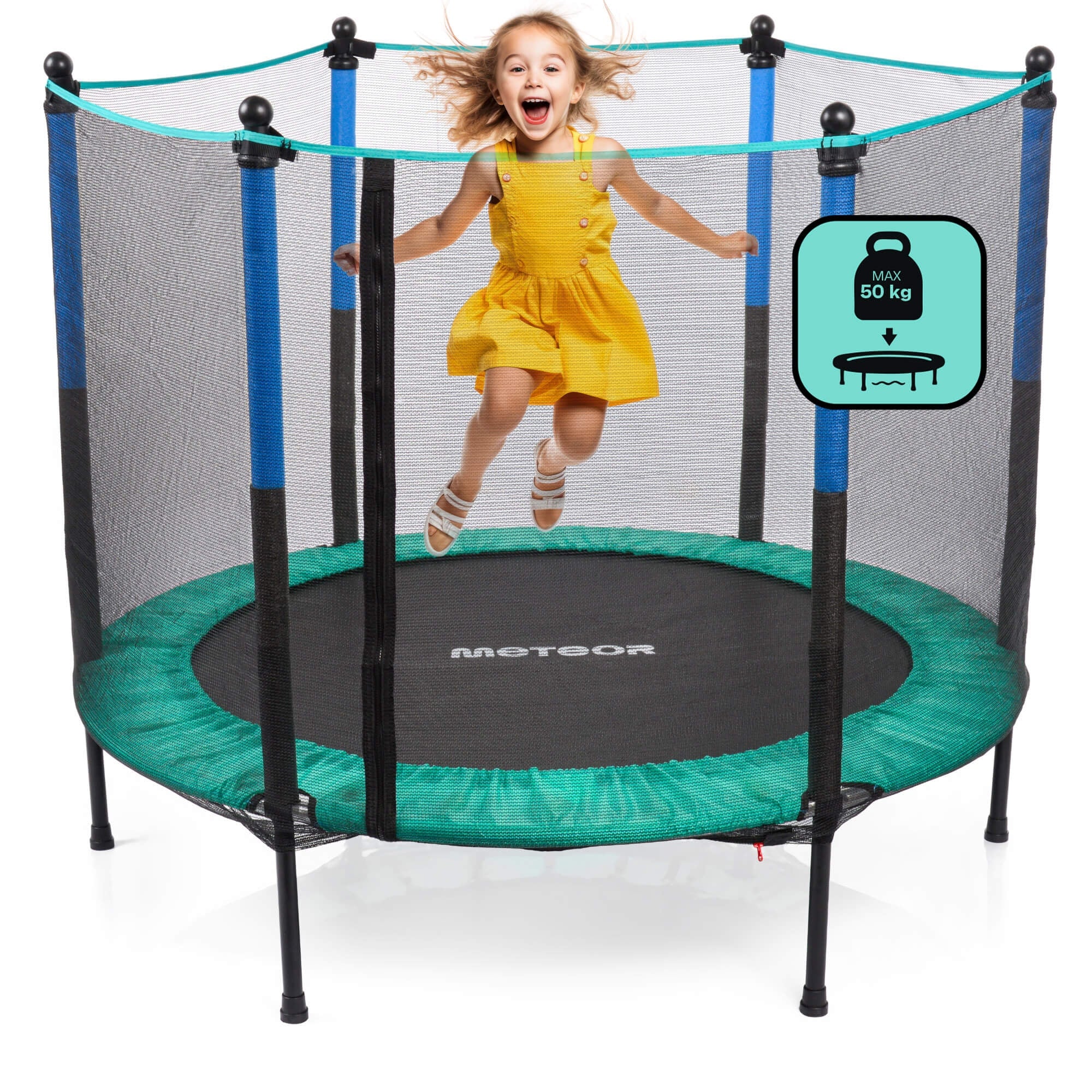 MINI TRAMPOLINE FOR KIDS OUTDOOR AND INDOOR METEOR 140cm4.5 ft with mesh Packaging status original