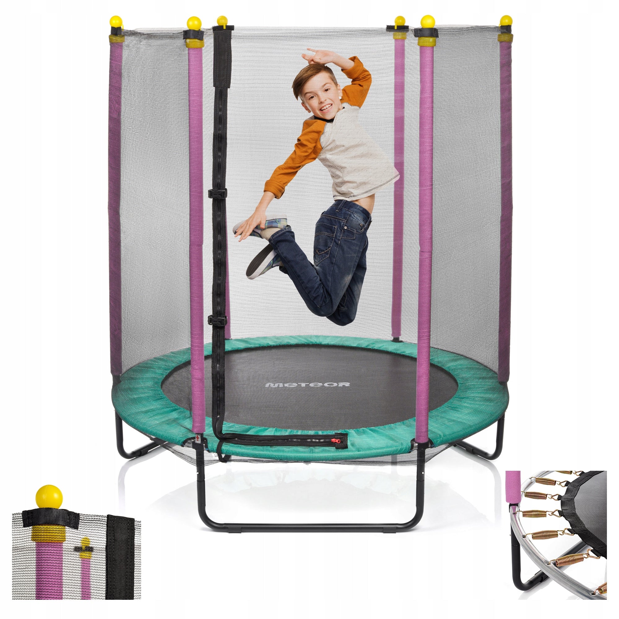 MINI TRAMPOLINE FOR KIDS OUTDOOR AND INDOOR METEOR 140cm4.5 ft with mesh