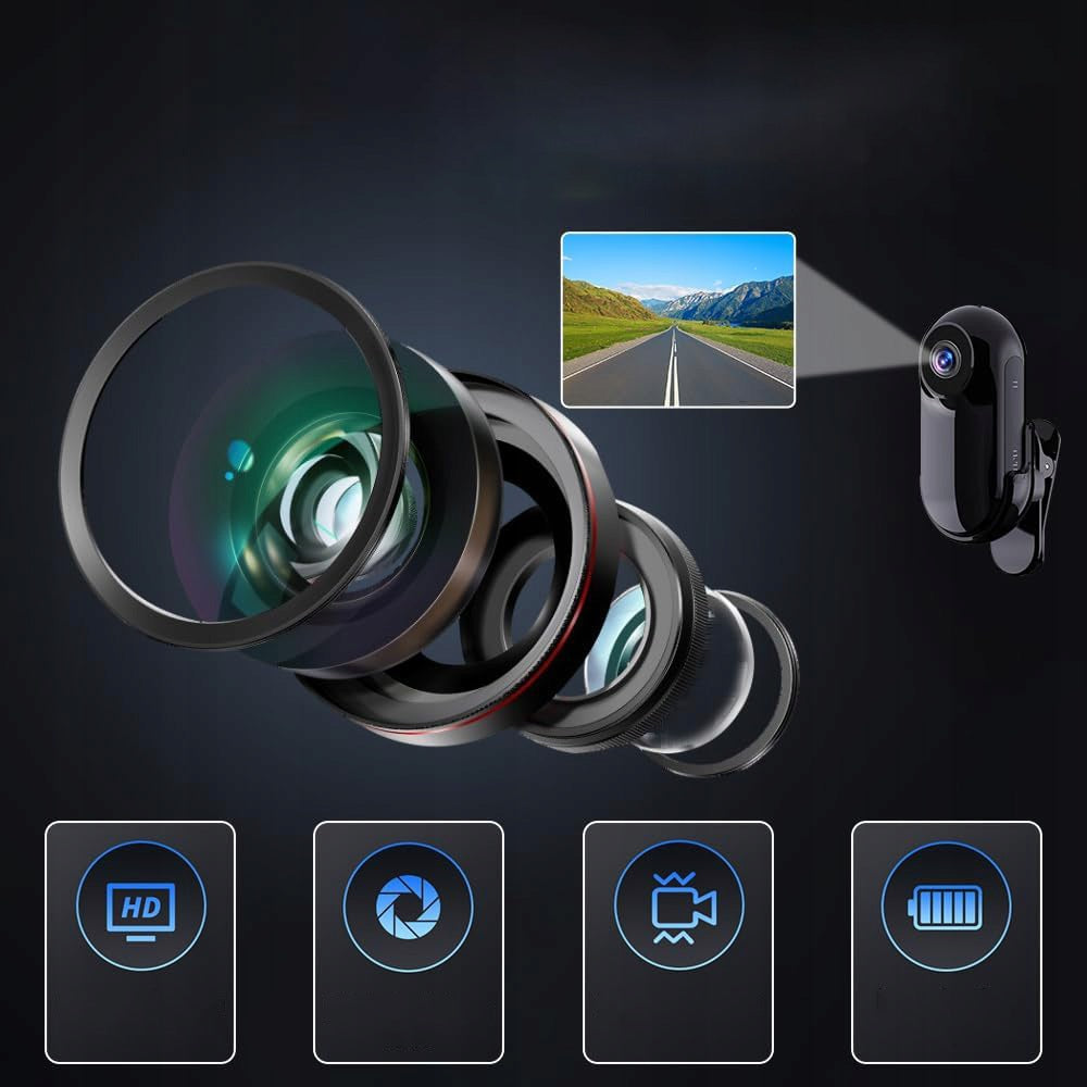 MINI TRAVEL CAMERA SCREEN 1 INCH SILICONE SET 32GB RECORDING LOOP Model MINI KAMERA SPORTO