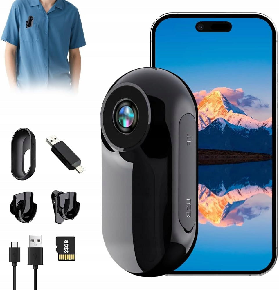 MINI TRAVEL CAMERA SCREEN 1 INCH SILICONE SET 32GB RECORDING LOOP