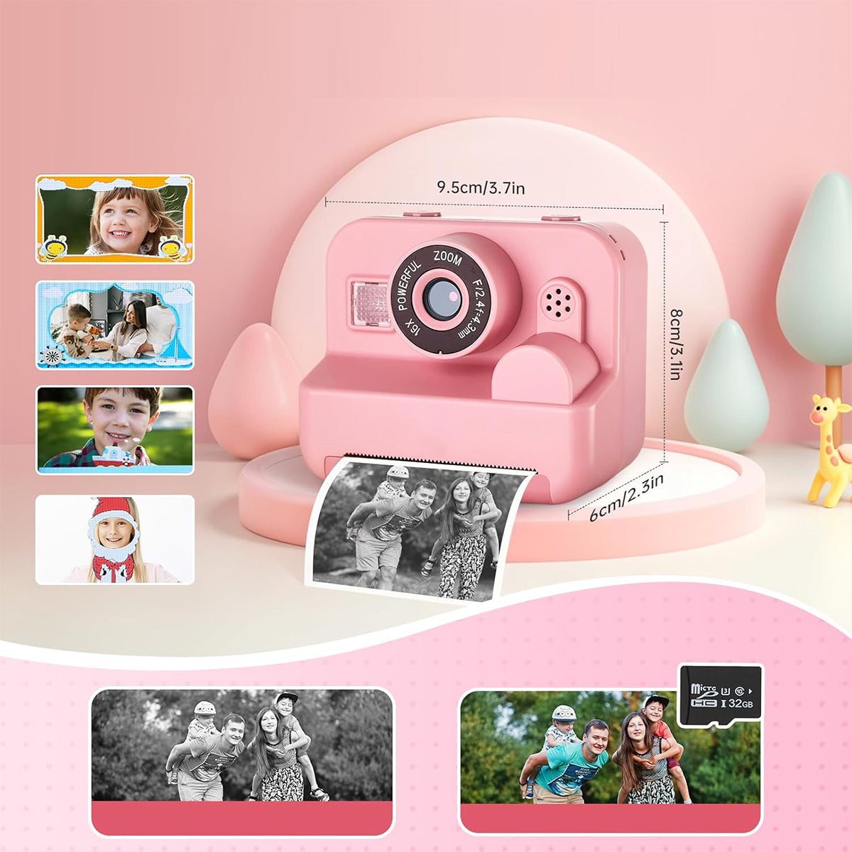 MINI Thermal Printer Print 2.0 +3 Rolls Children's Camera For Gift Packaging status original