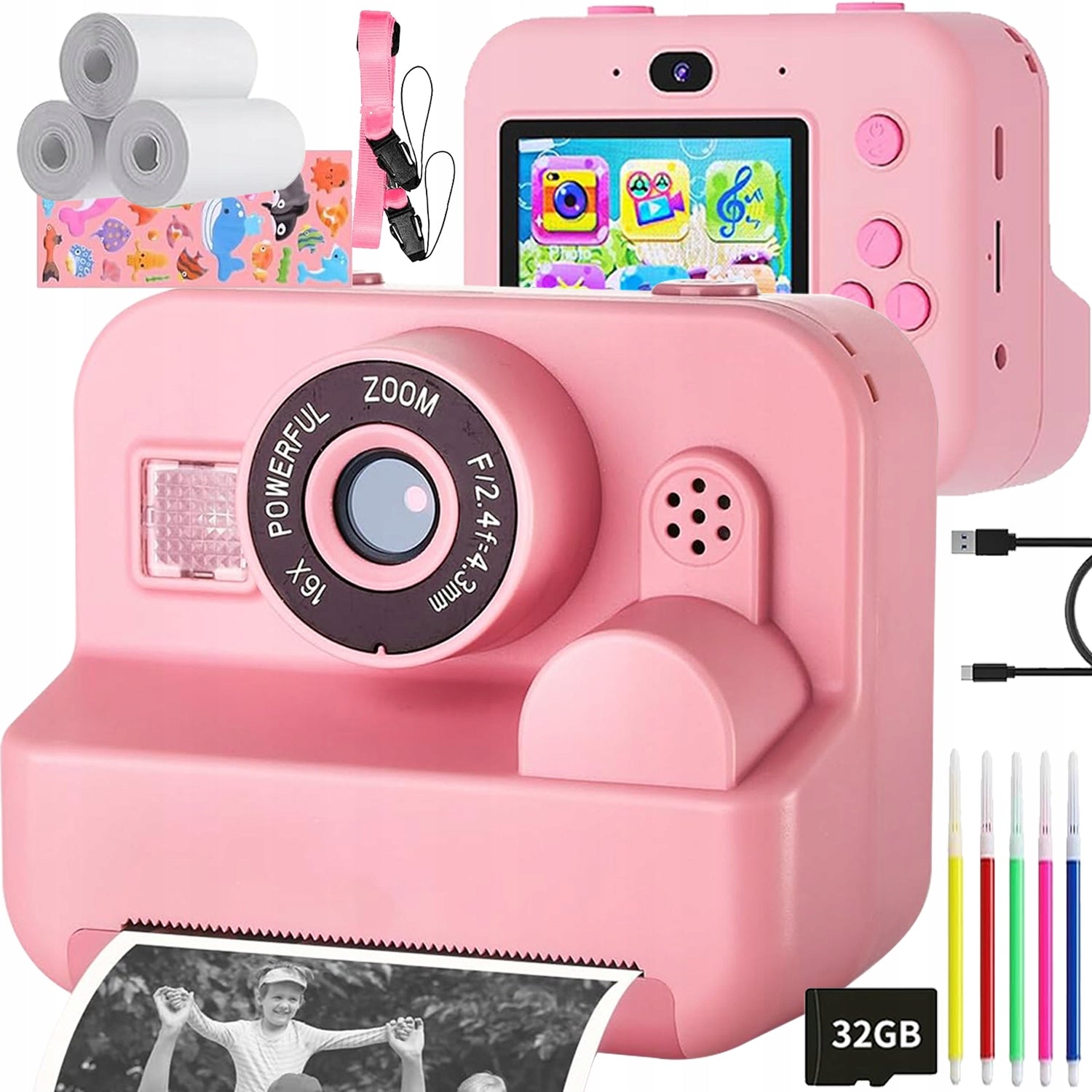 MINI Thermal Printer Print 2.0 +3 Rolls Children's Camera For Gift