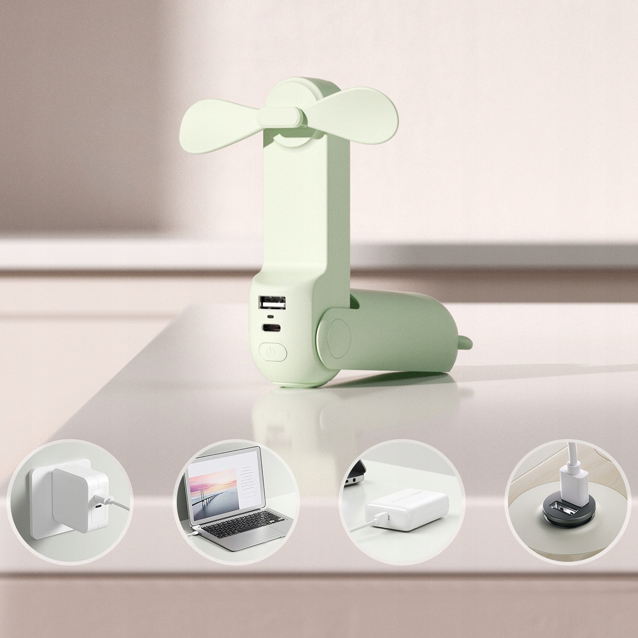 MINI USB FAN PORTABLE FAN POWERBANK 2000mAh AND FLASHLIGHT JISULIFE Packaging status original