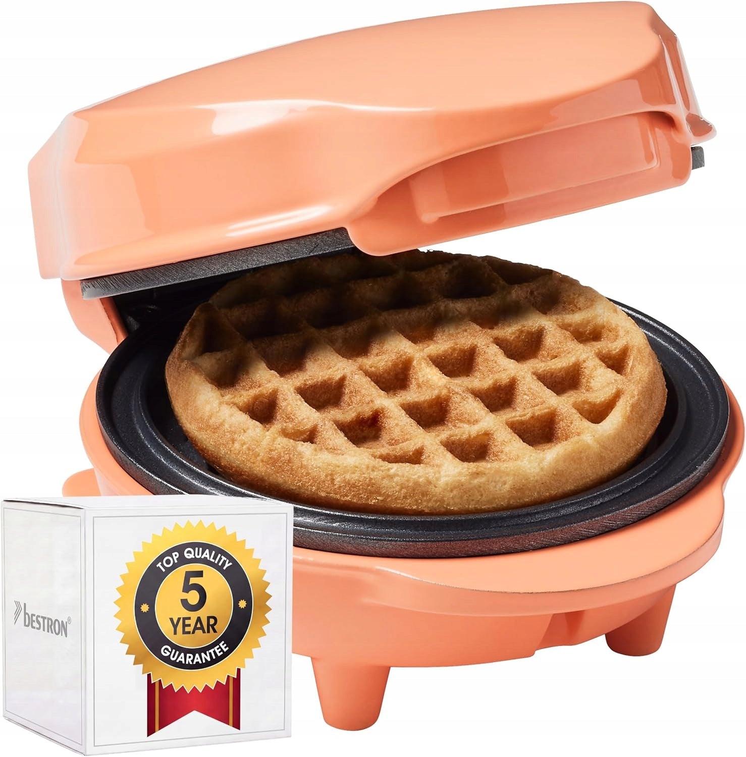 MINI WAFFLE MAKER BESTRON 550W FOR RETRO WAFERS COMPACT ANTI-ADHESIVE