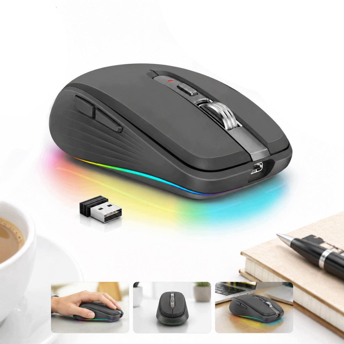 MINI WIRELESS MOUSE USB MOUSE BLACK COMPUTER