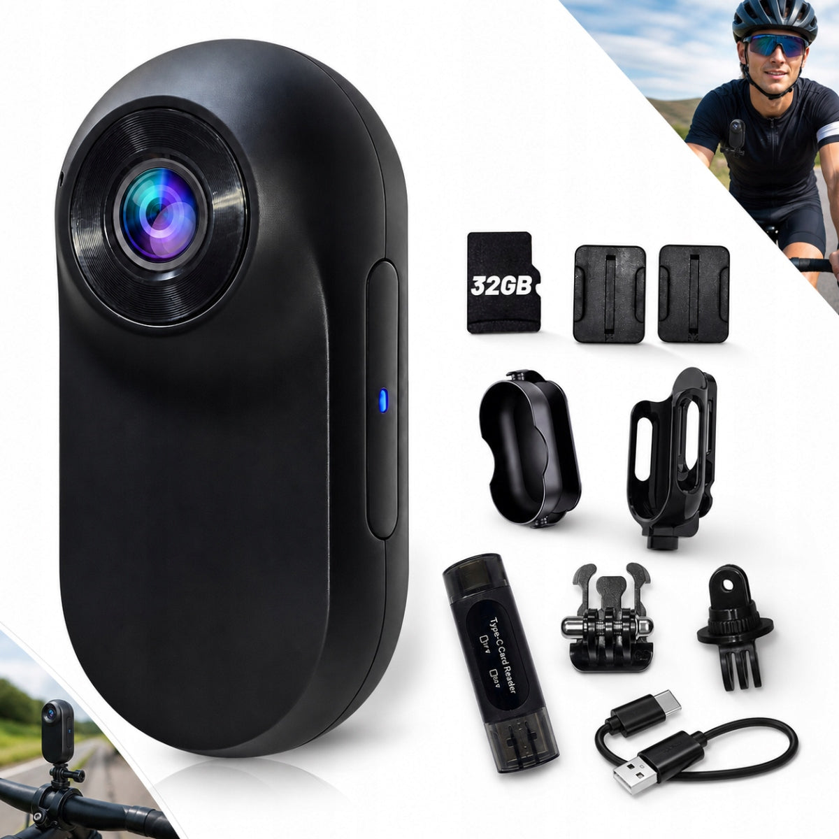 MINIATURE HD 1080P PET CAMERA WITH TRAVEL SPORTS ACCESSORIES