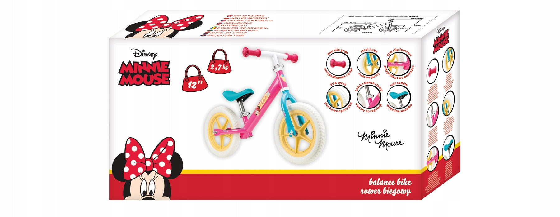 MINNIE MOUSE balance bike wheels 12" LIGHT PINK bike for girls Manufacturer code 9972062803220