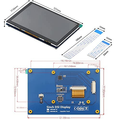 MIPI DSI 5 INCH DISPLAY FOR RASPBERRY PI 4 TOUCH SCREEN IPS steel Manufacturer code SWC5908201440548