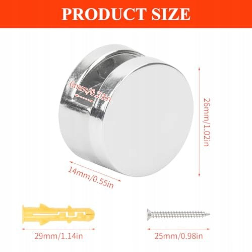 MIRROR WALL MOUNTS 8 PCS ROUND ZINC ALLOY STEEL MOUNTING Manufacturer code Producent niezależny