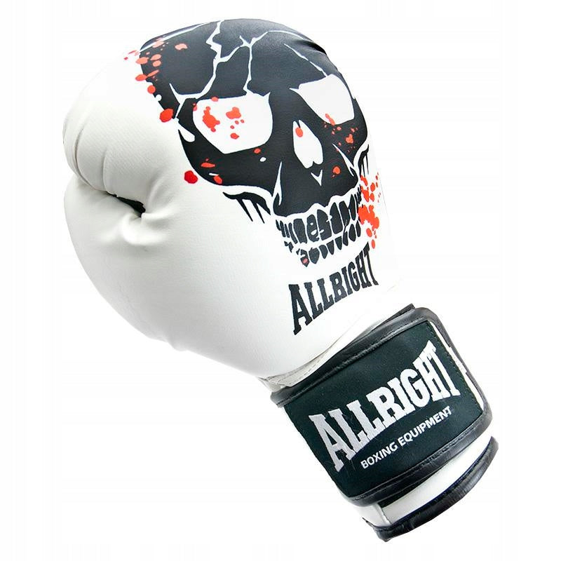 Bokso pirštinės Allright SKULL 12oz baltos