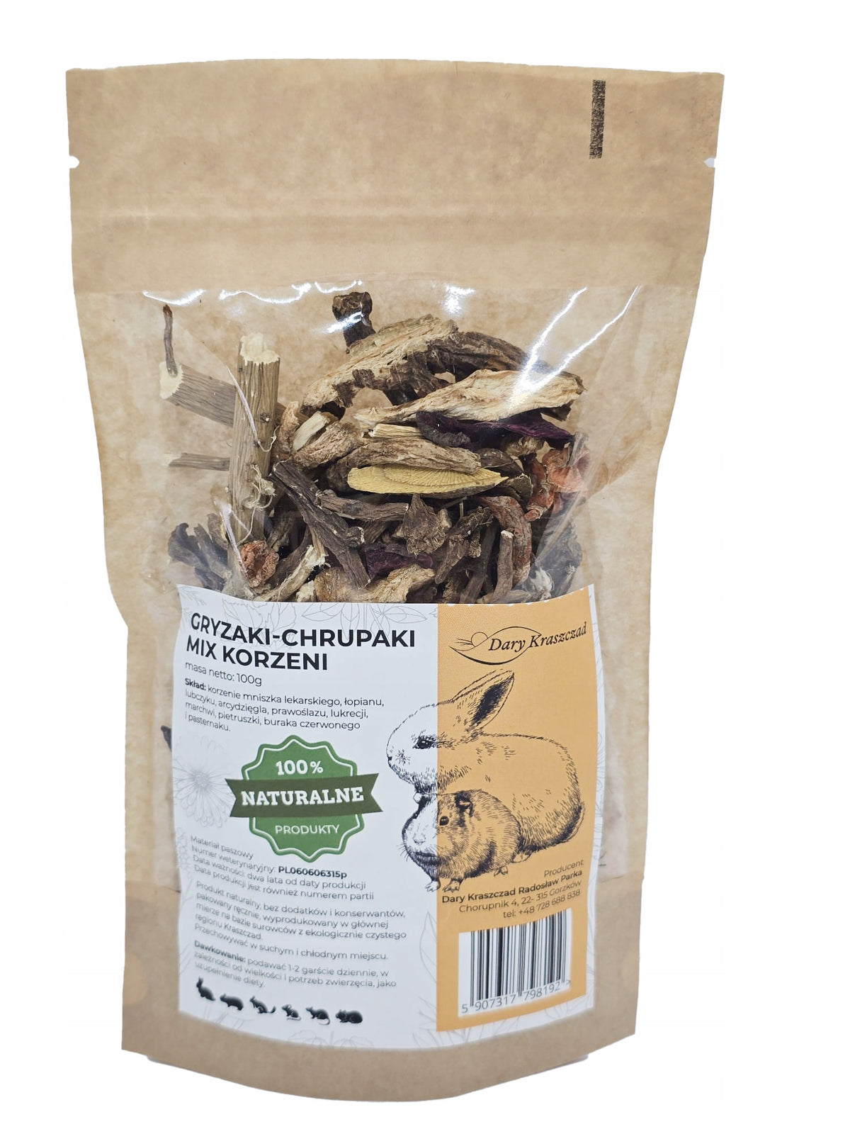 MIX OF ROOTS FOR RODENT RABBIT TEETHERS NATURAL CRISPS FRESH 100 G Brand Dary Kraszczad