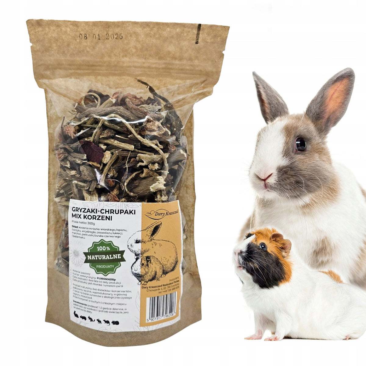 MIX OF ROOTS FOR RODENT RABBIT TEETHERS NATURAL CRISPS FRESH 300 G