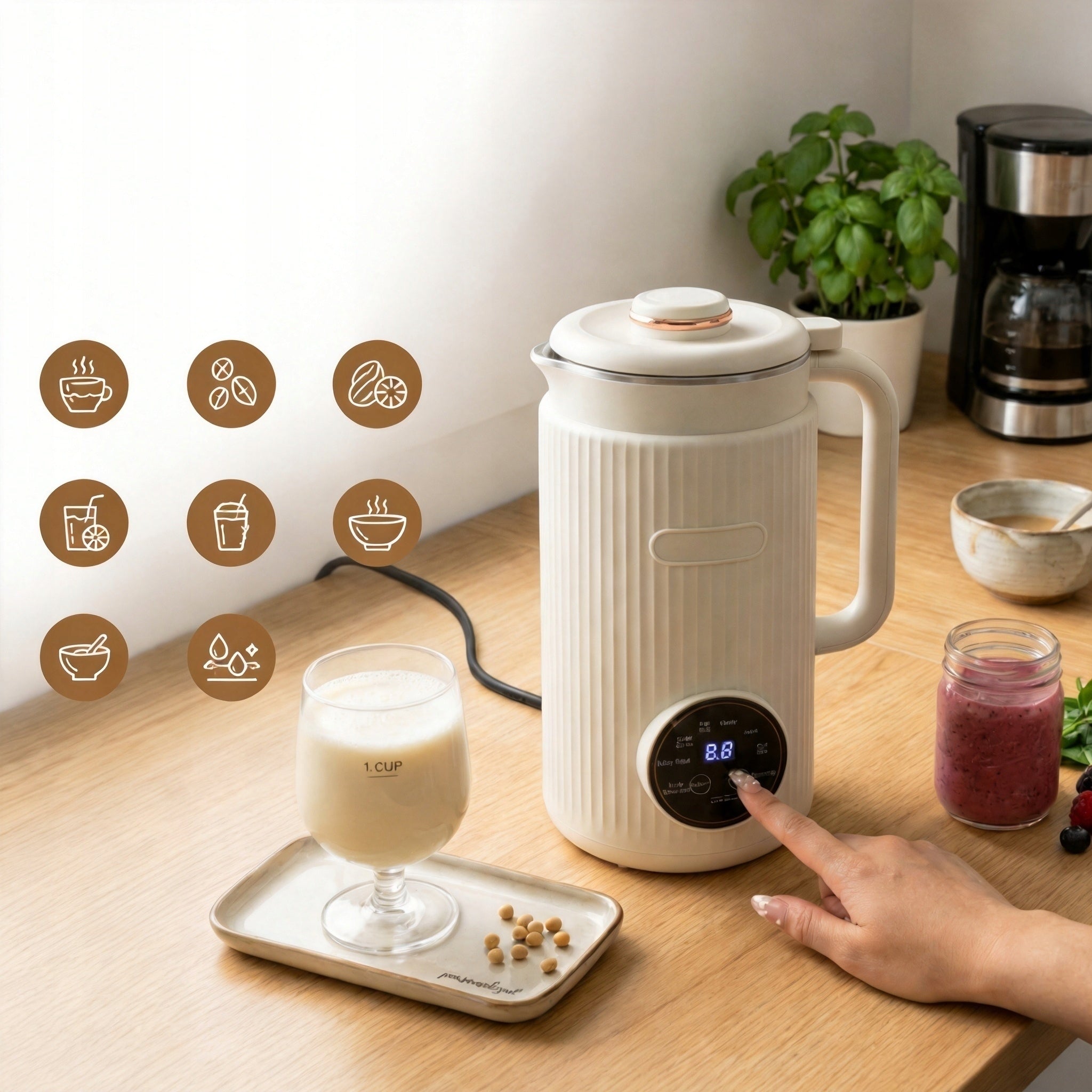 MIXER1200 ML MILK PRODUCER WITH NUTS TIMER AUTOMATIC CLEANING Brand Bedee