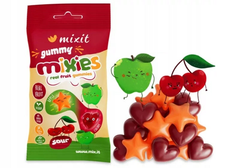 MIXIT FRUIT MIXIES GUMMIES NATURAL CANDY APPLE CHERRY 35g