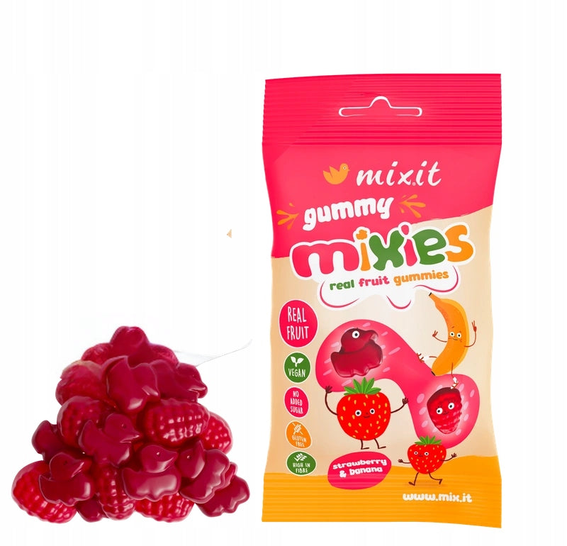MIXIT Fruit Mixies Natural Candy Banana Strawberry Flavoured Gummies 35 g