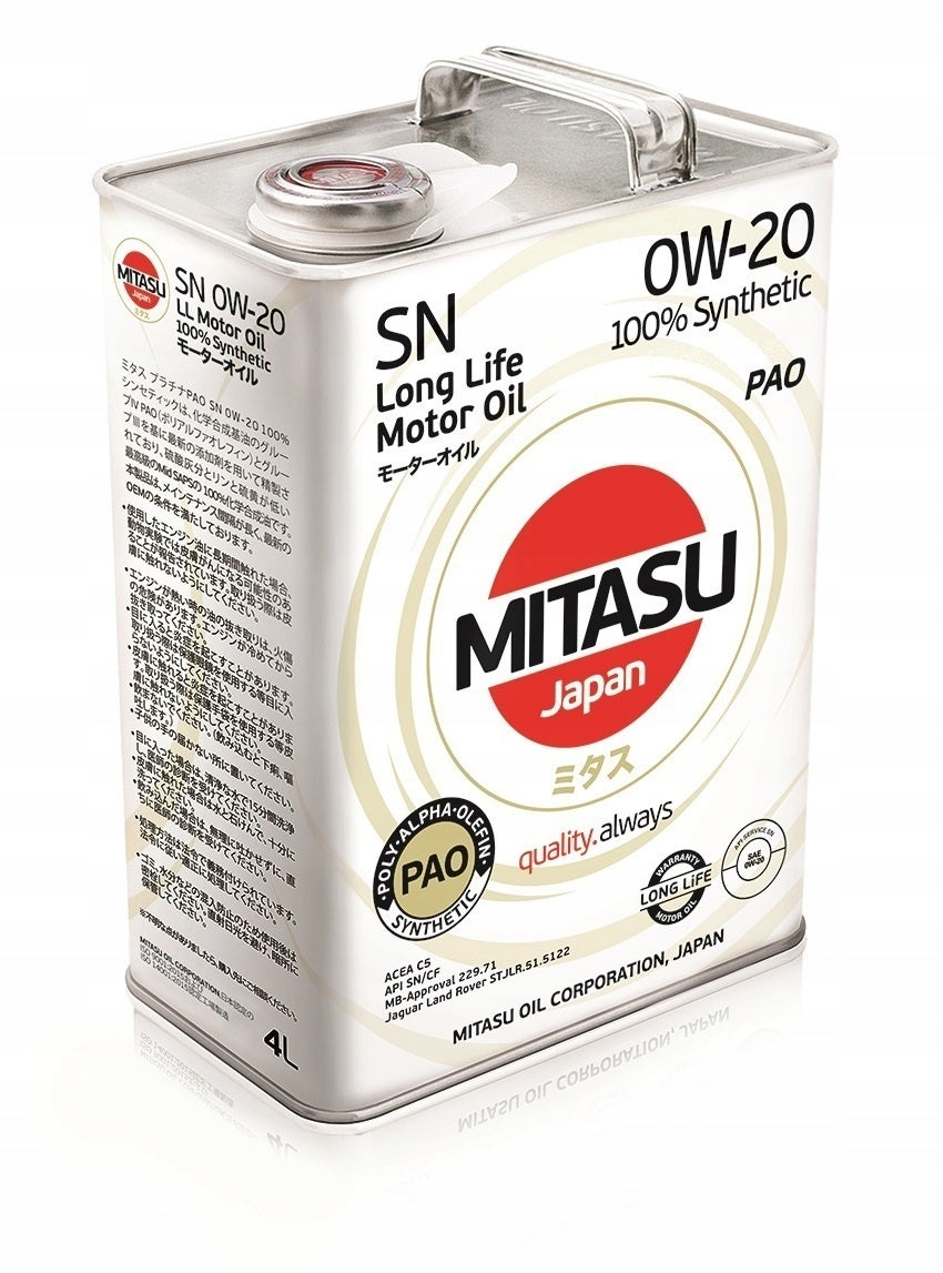 MJ-110. MITASU PAO Plus SP 0W-20 100% Synthetic 4L