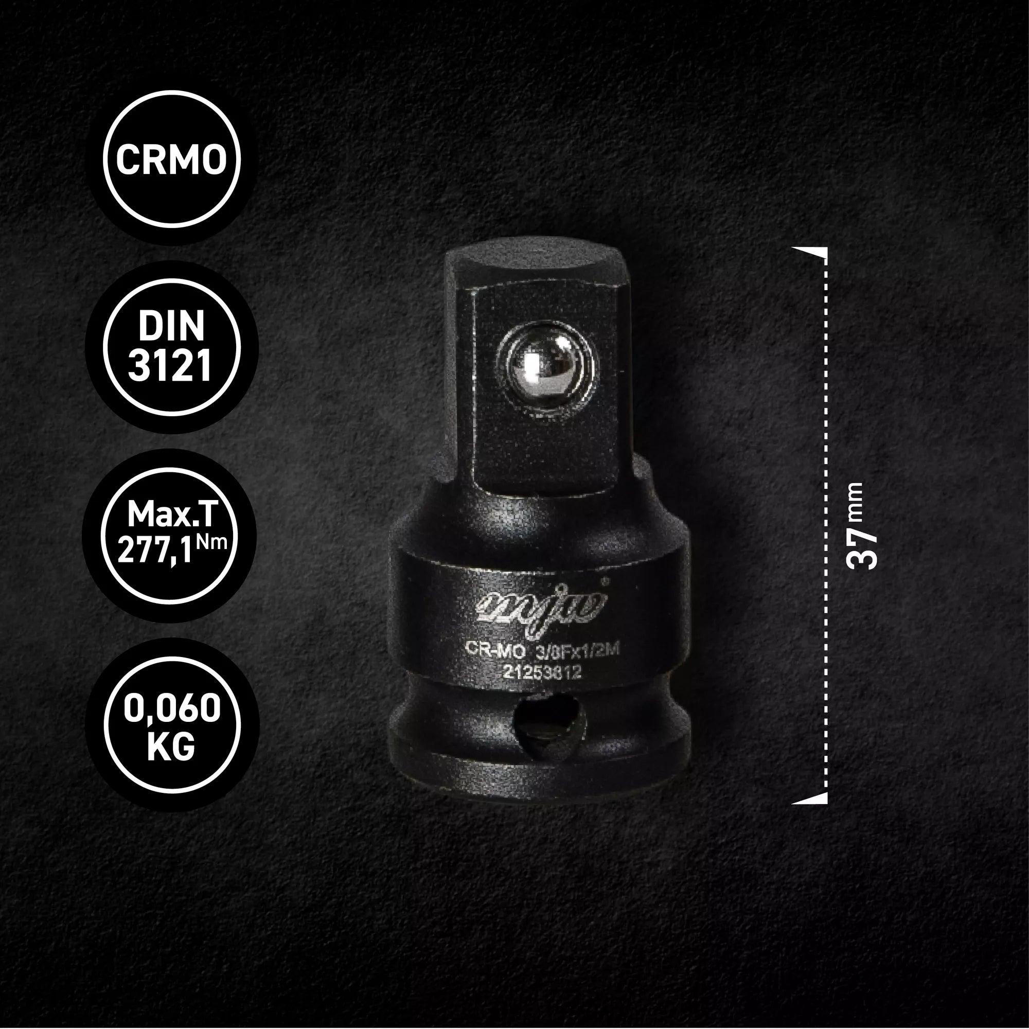 MJW Impact reduction adapter 3/8"-1/2" CrMo for socket wrenches with lock Manufacturer code 21253812
