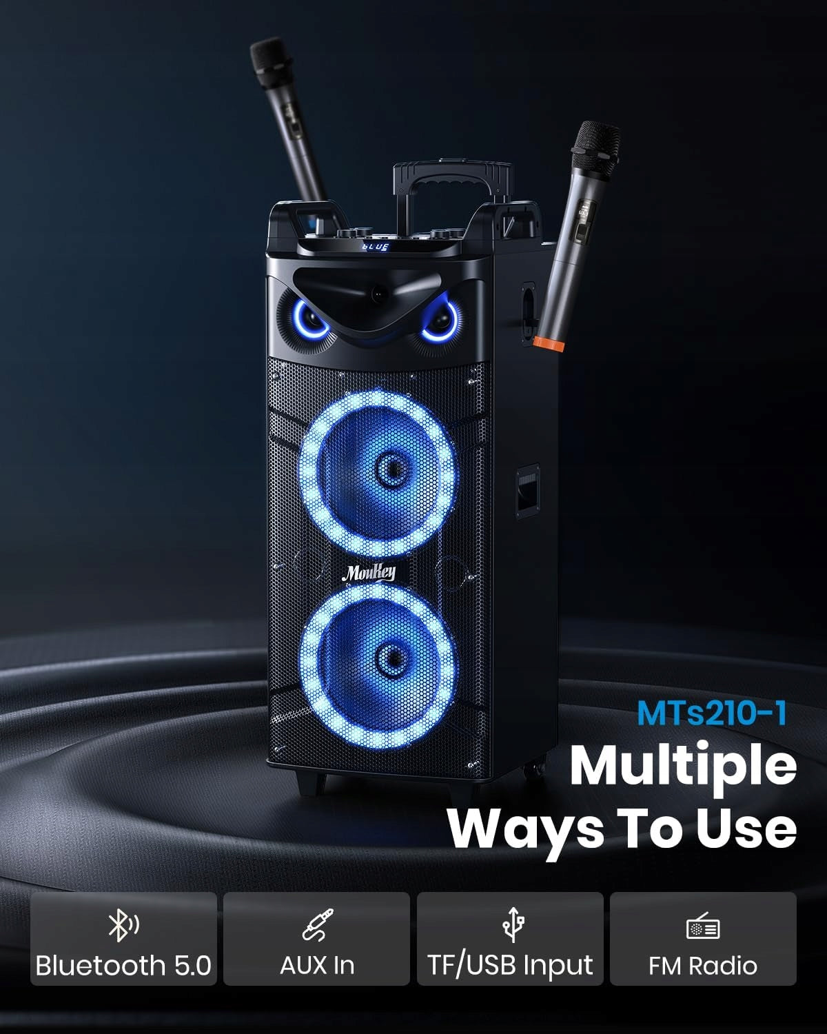MK3024 Wireless Portable Speaker Included Party/Karaoke Kit k246 Brand Moukey