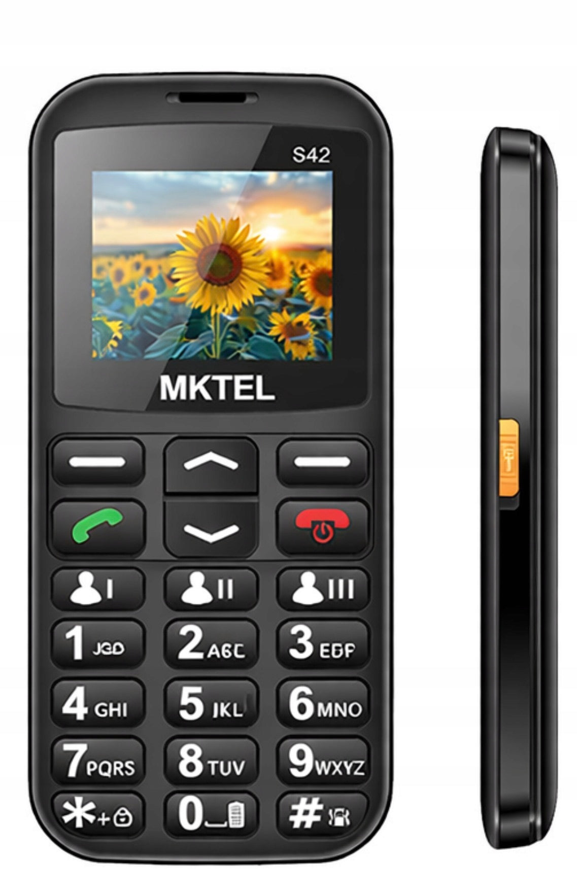 MKTEL S42 for senior SOS 2G Dual SIM FLASHLIGHT USB-C FM radio large keys