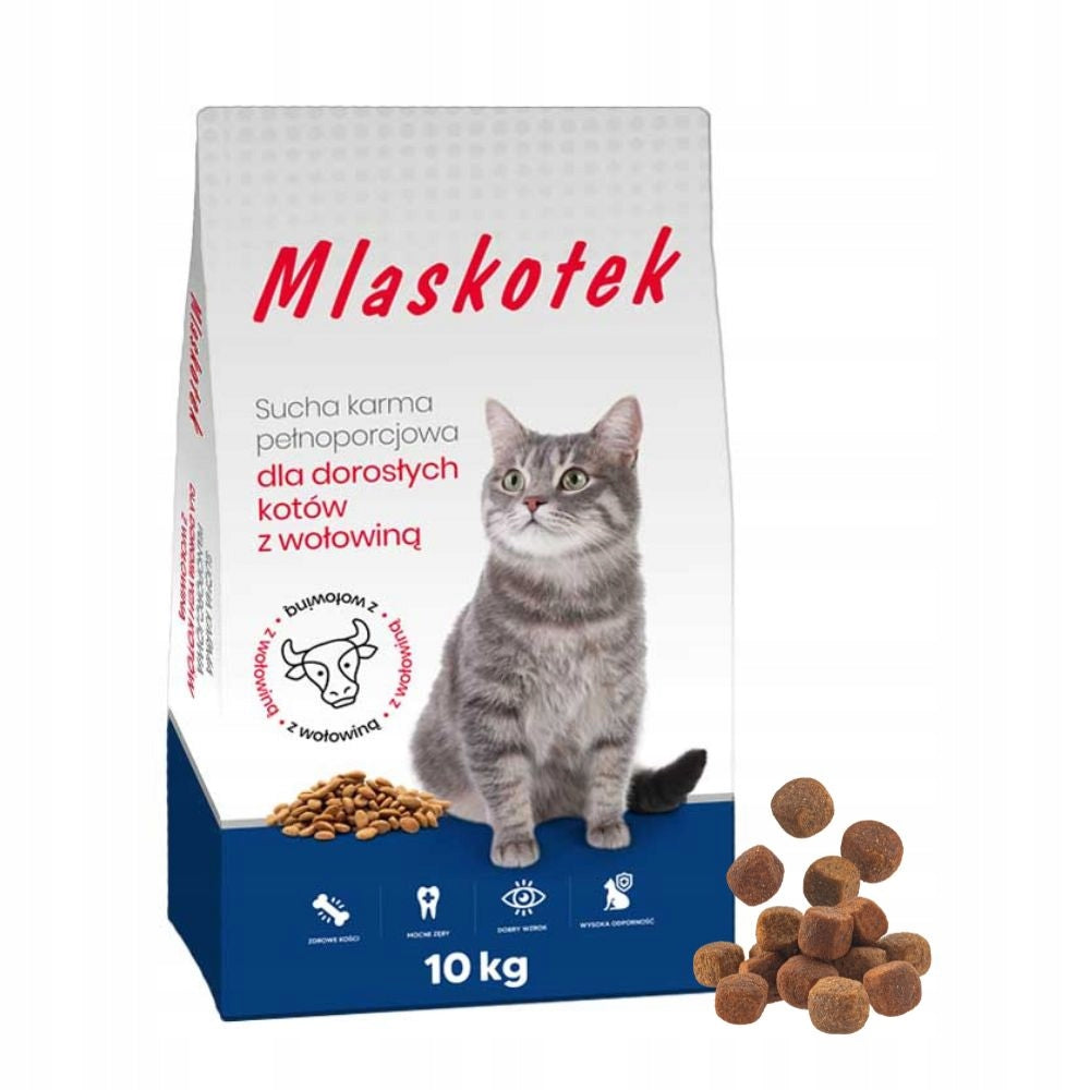 MLASKOTEK Dry Cat Food with Beef 10 kg